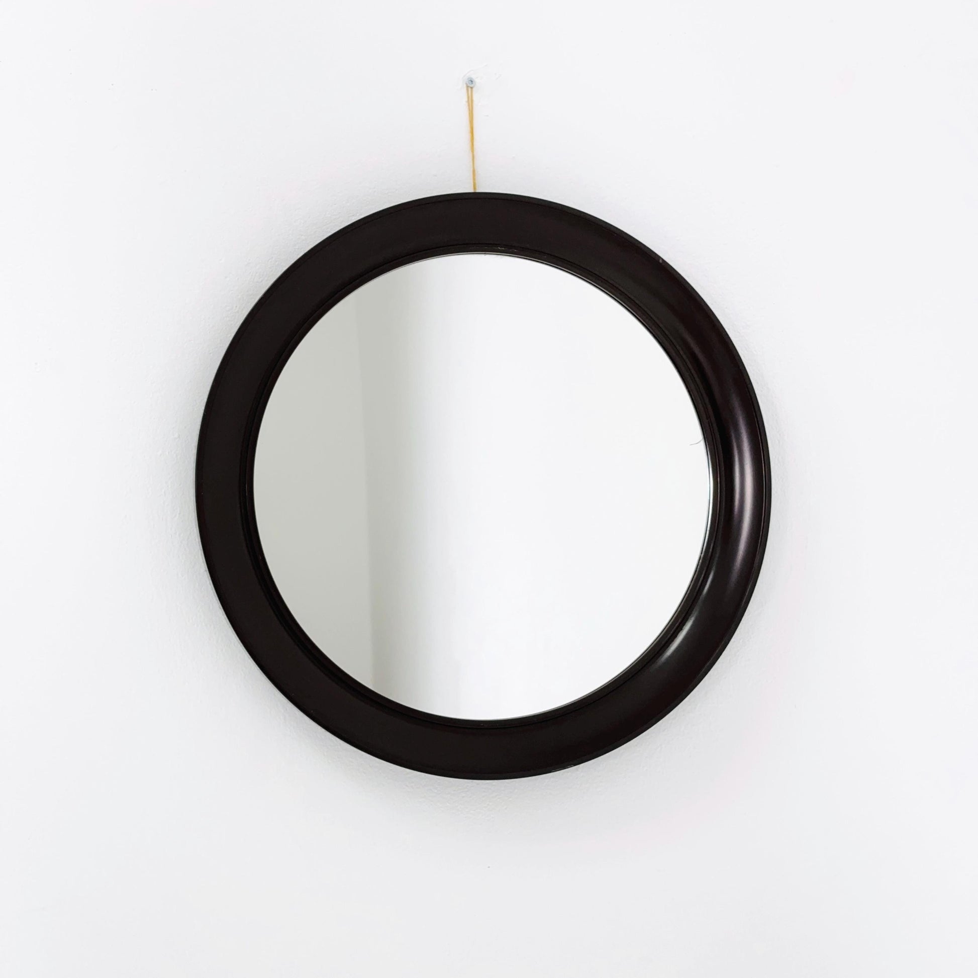 Mid-Century Space Age Red Round Wall Mirror | Italy 1980s