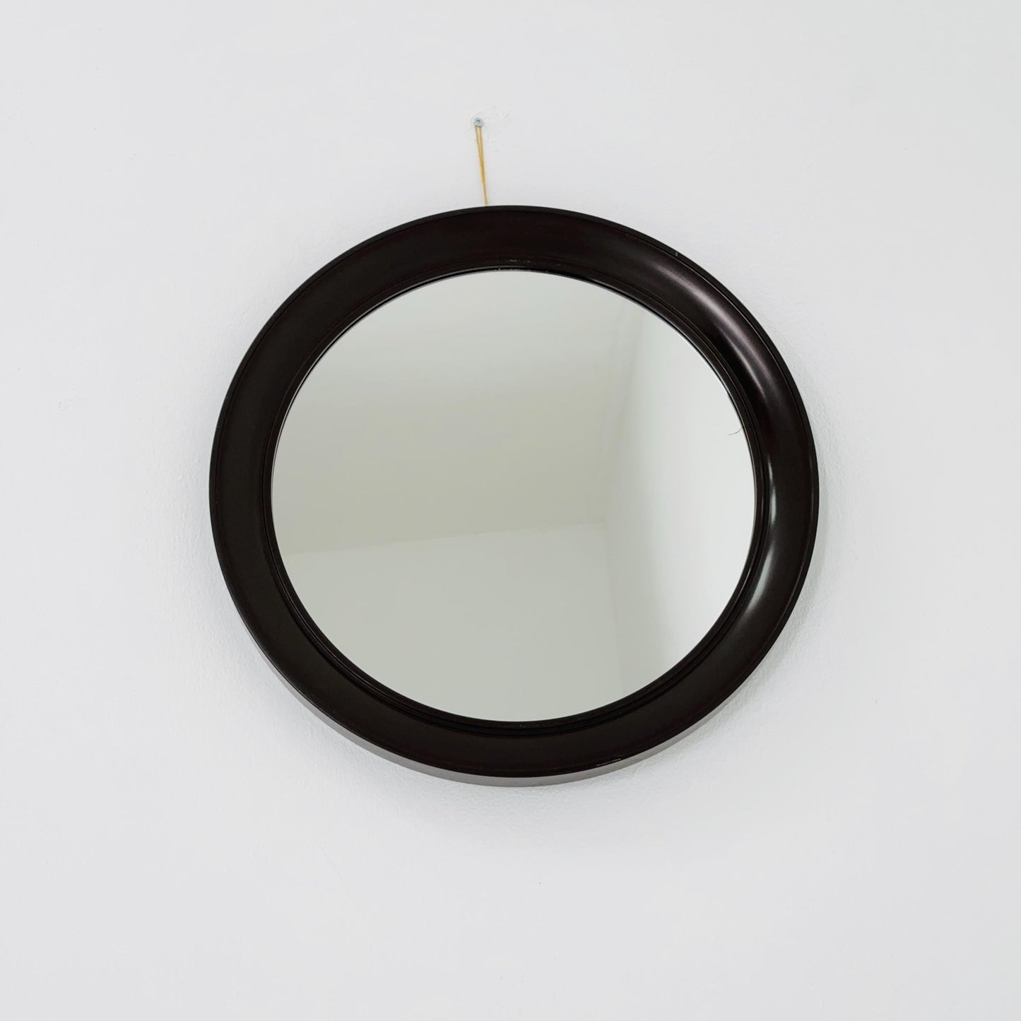 Mid-Century Space Age Red Round Wall Mirror | Italy 1980s