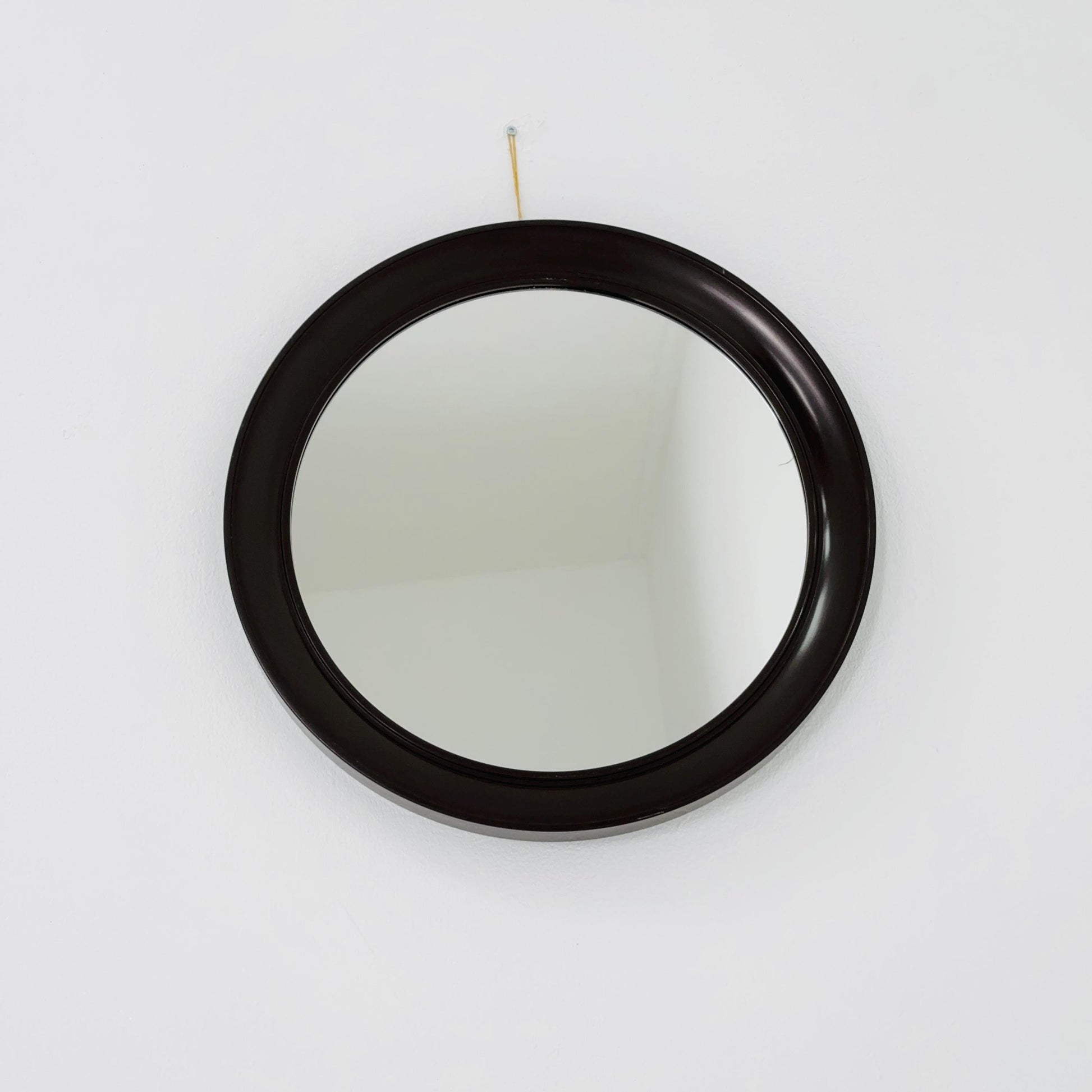 Mid-Century Space Age Red Round Wall Mirror | Italy 1980s