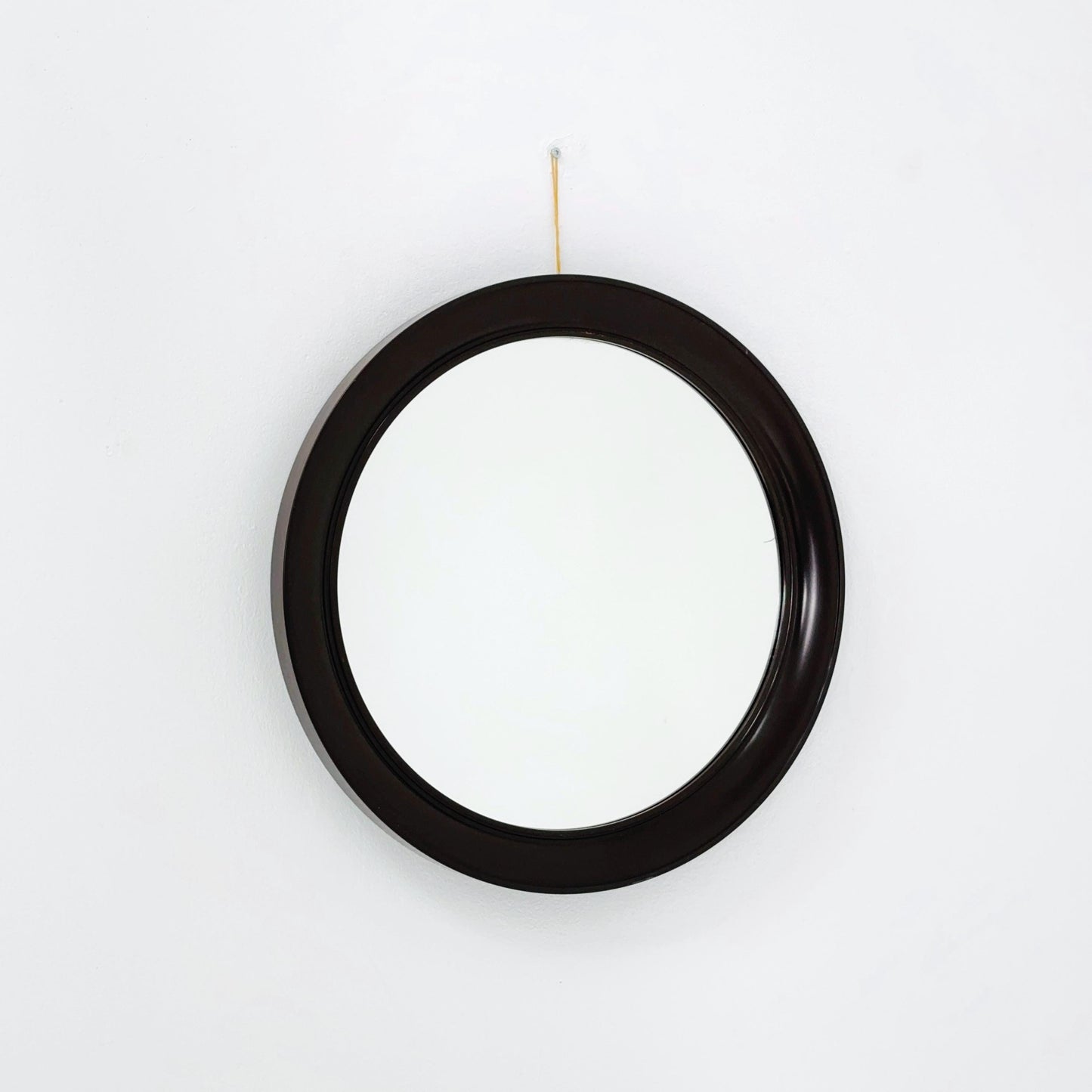 Mid-Century Space Age Red Round Wall Mirror | Italy 1980s