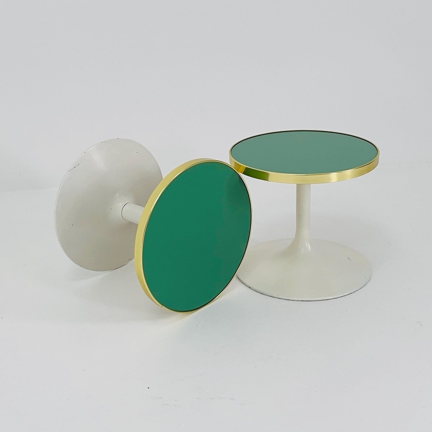 Mid Century Tulip Side Table / Nightstand / Flower Table with Golden Edge, Germany 1970s