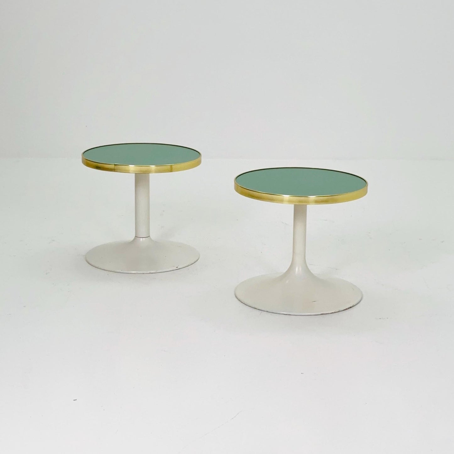 Mid Century Tulip Side Table / Nightstand / Flower Table with Golden Edge, Germany 1970s