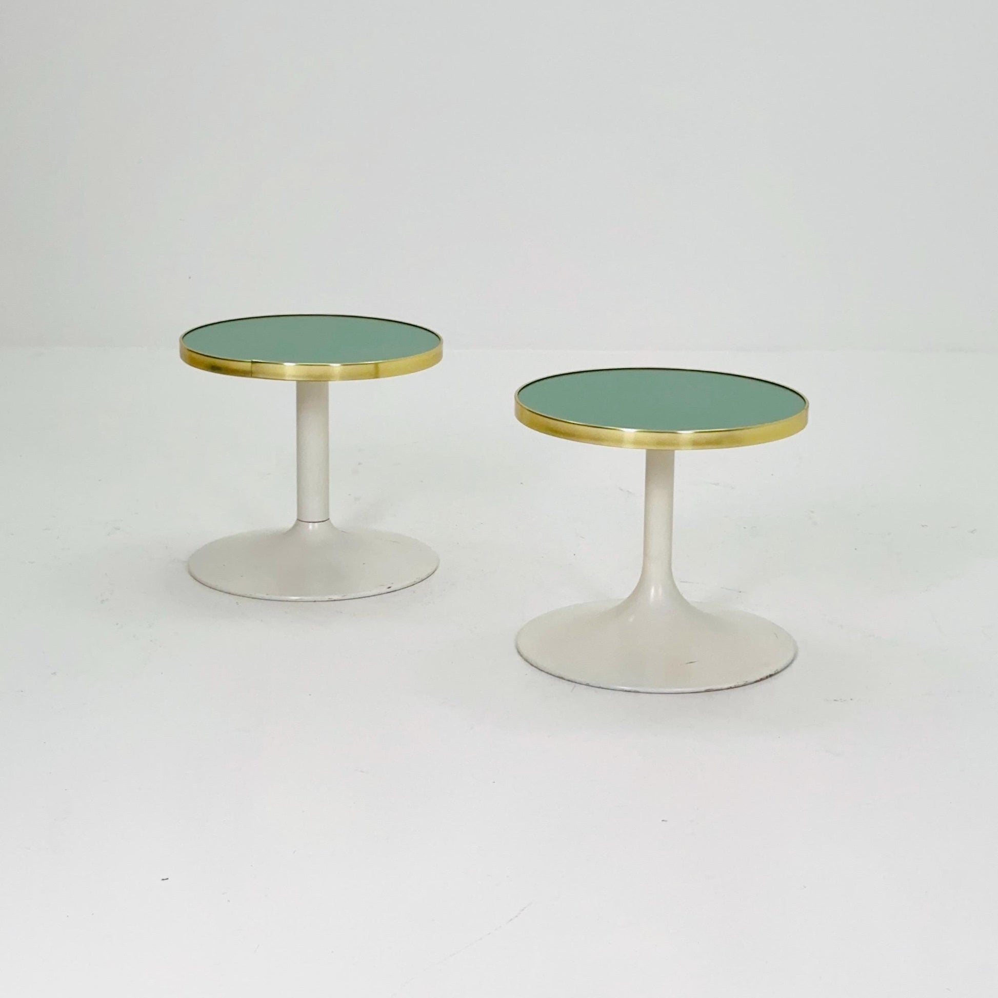 Mid Century Tulip Side Table / Nightstand / Flower Table with Golden Edge, Germany 1970s