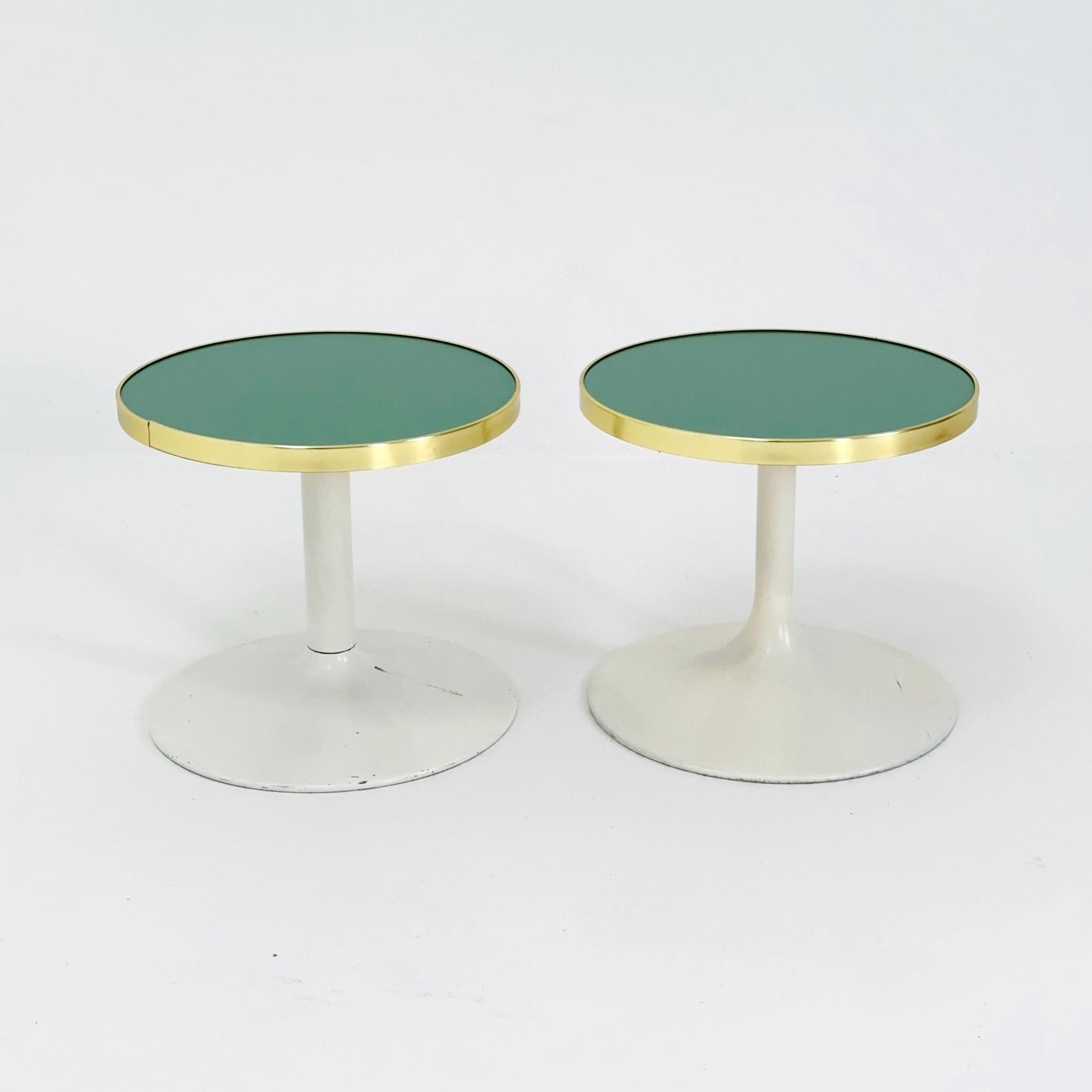 Mid Century Tulip Side Table / Nightstand / Flower Table with Golden Edge, Germany 1970s