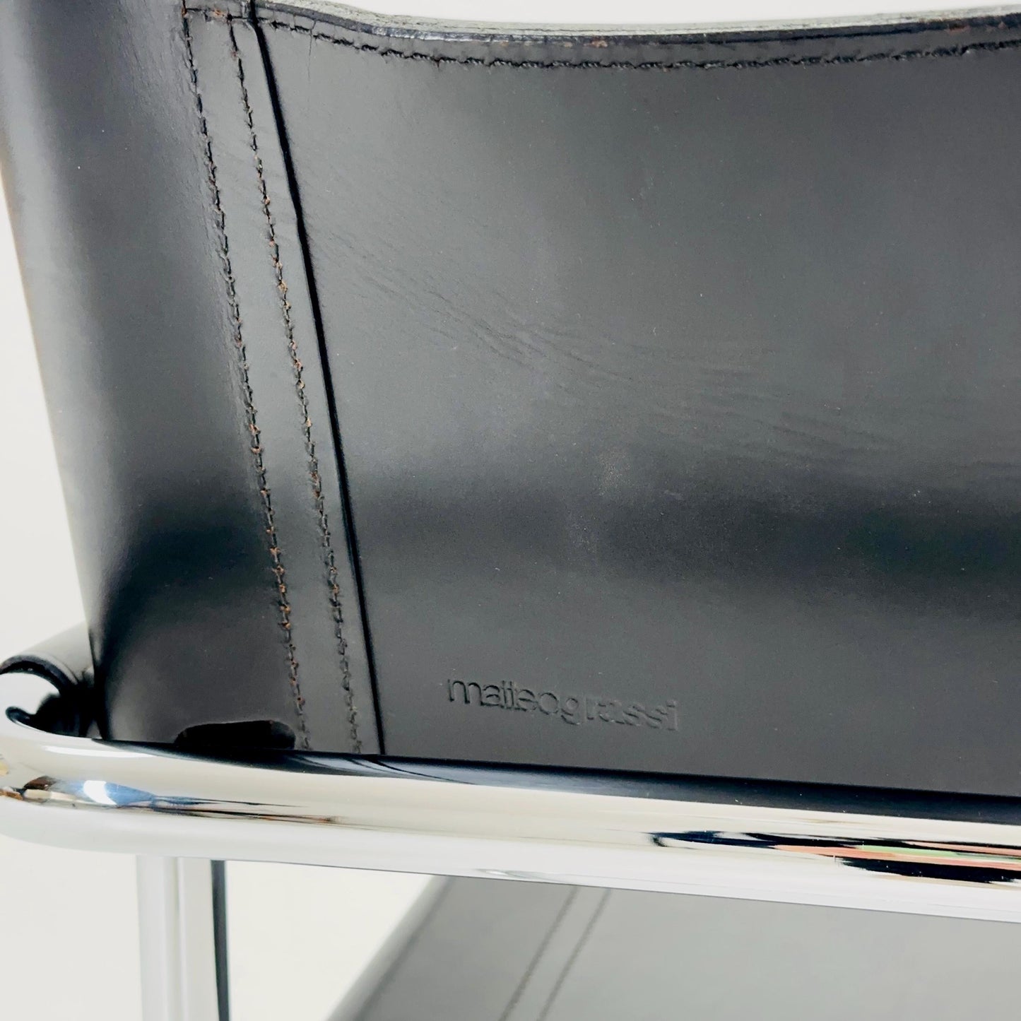 Set of 2 Mid century B34 Matteo Grassi Mg5 black leather cantilever chairs by Mart Stam italy 1980s