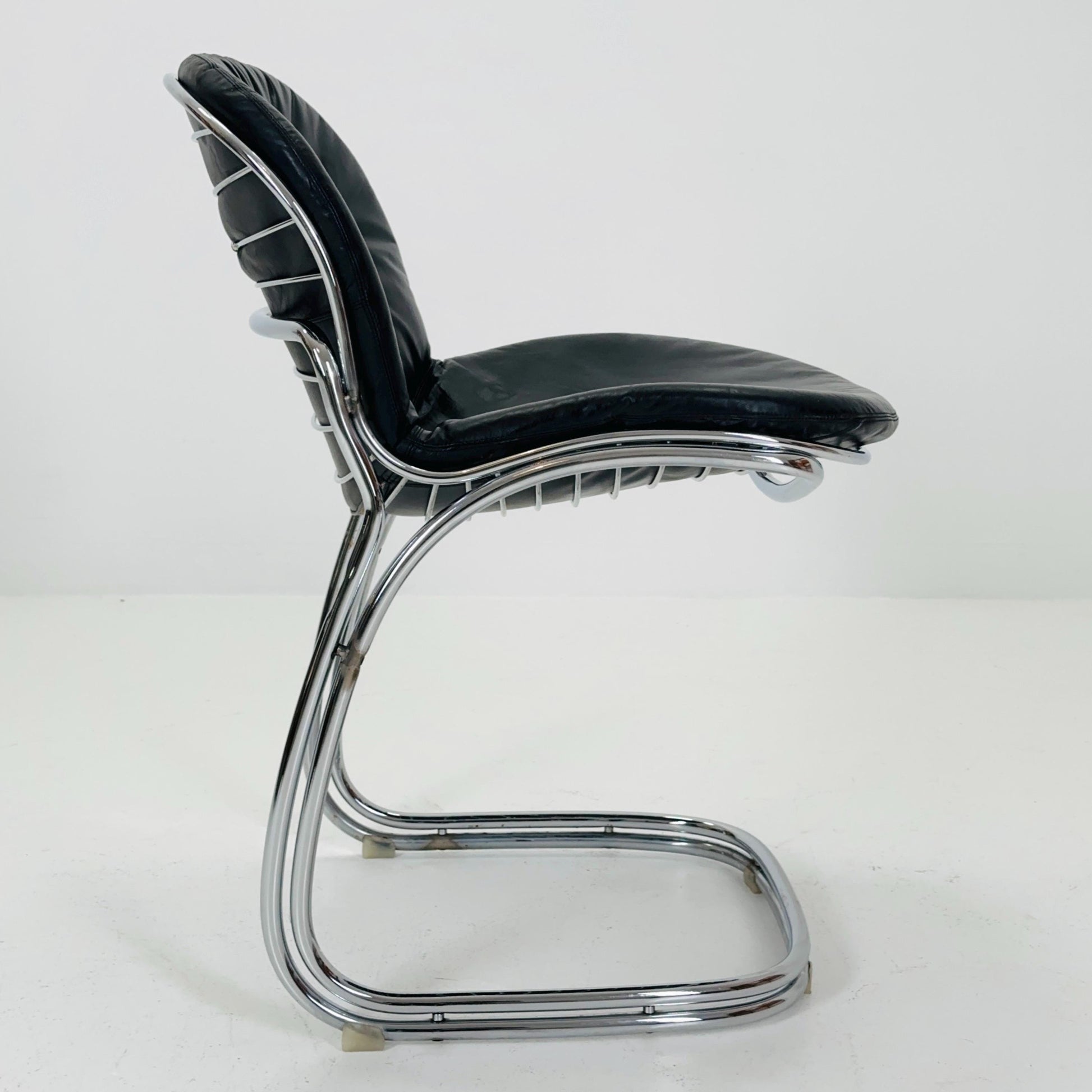 Mid century Bauhaus black Sabrina dining chair by Gaston’s Rinaldi for Rima Linea ,1970s Italy