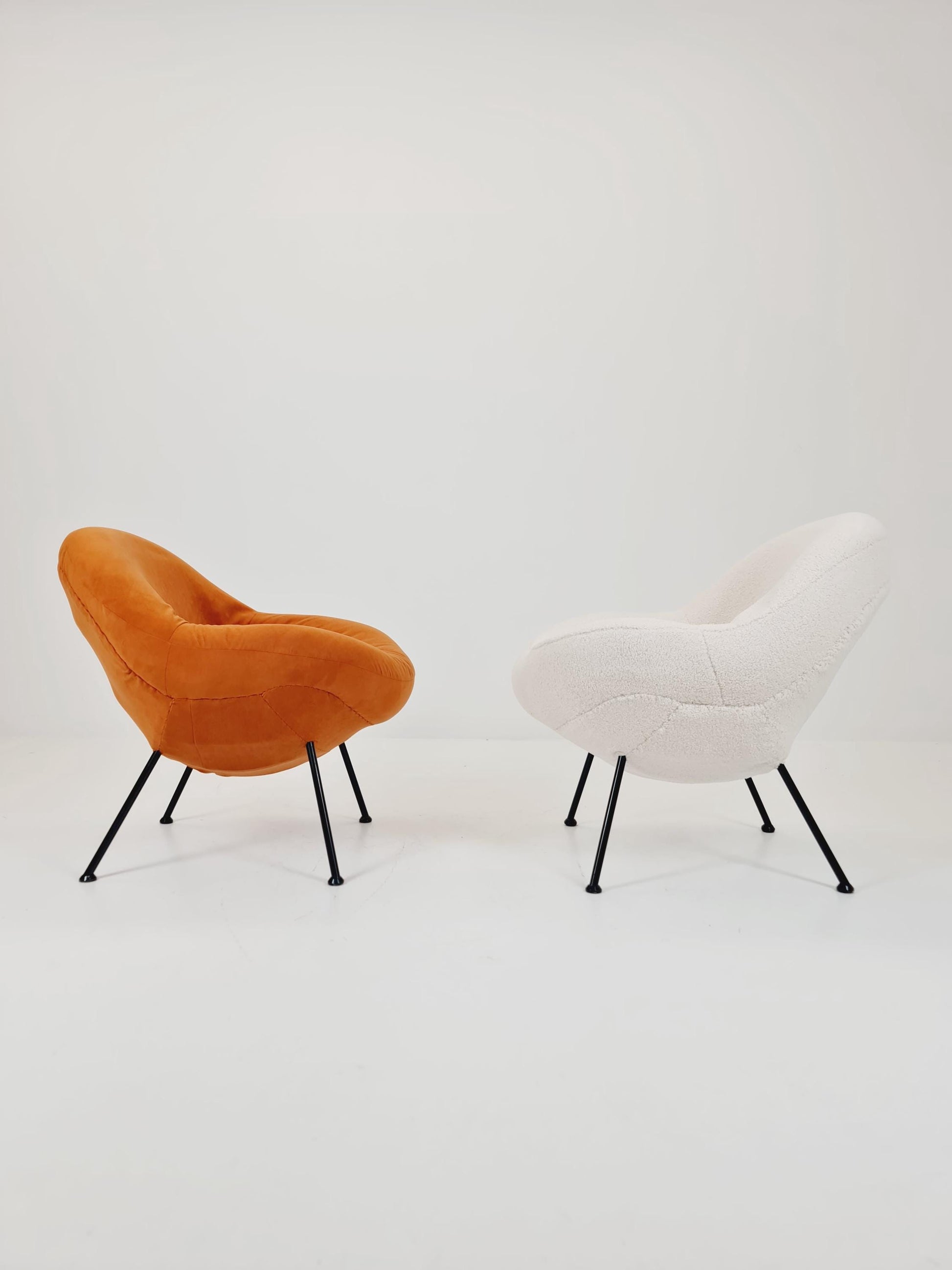 1 of 2 Midcentury easy egg chairs by Fritz Neth For Correcta ,Germany, 1950s, Set of 2