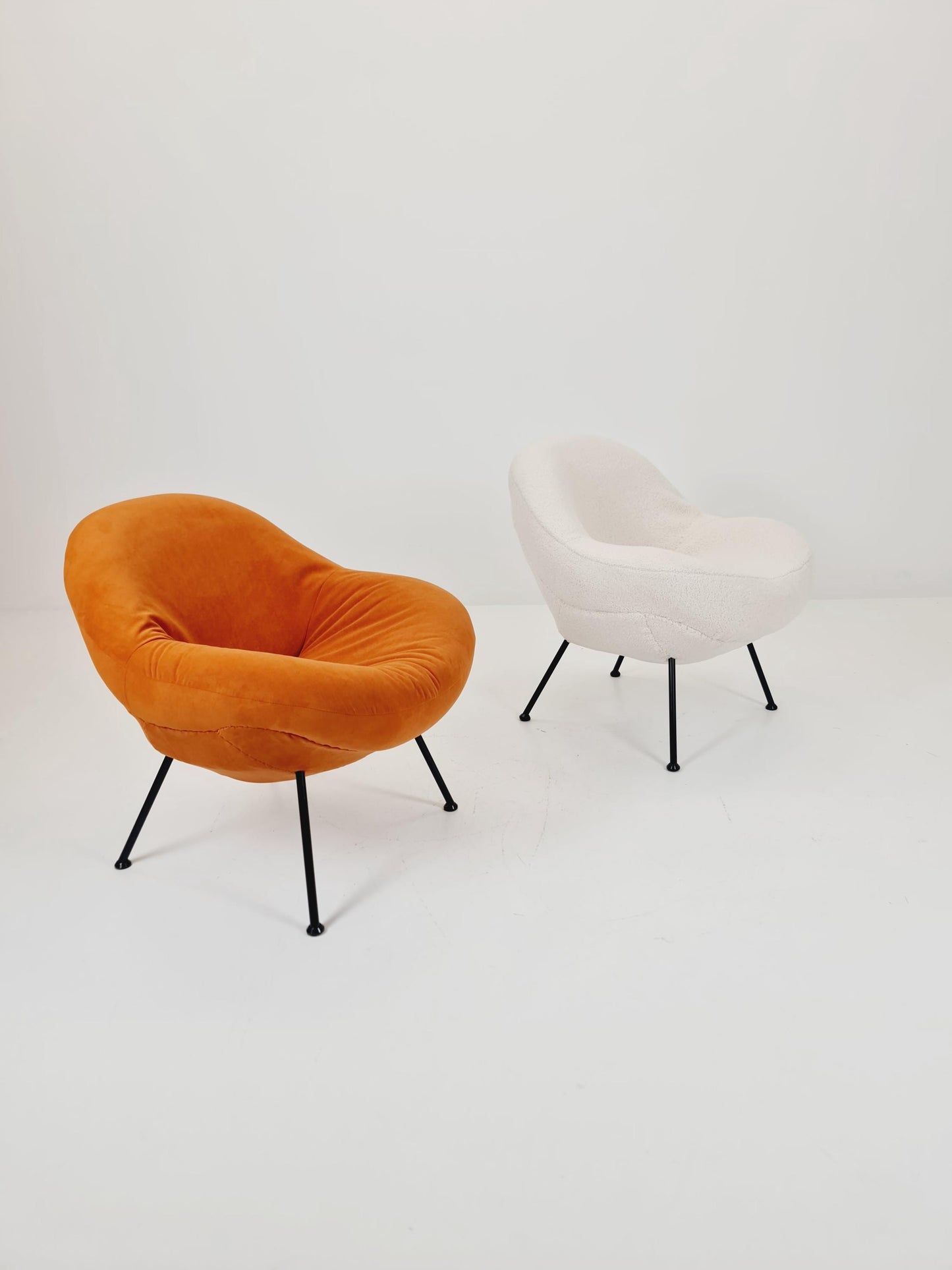 1 of 2 Midcentury easy egg chairs by Fritz Neth For Correcta ,Germany, 1950s, Set of 2