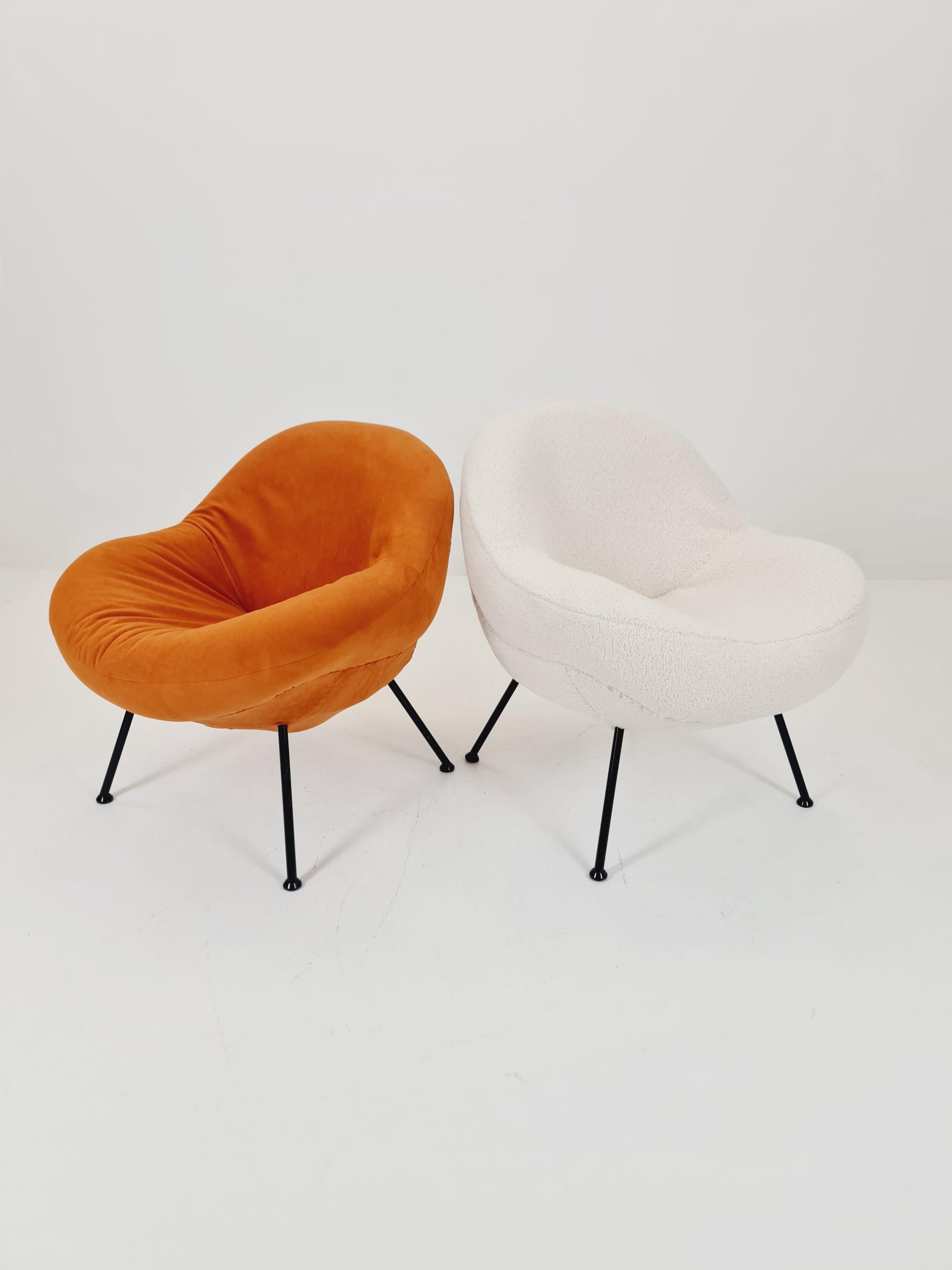 1 of 2 Midcentury easy egg chairs by Fritz Neth For Correcta ,Germany, 1950s, Set of 2
