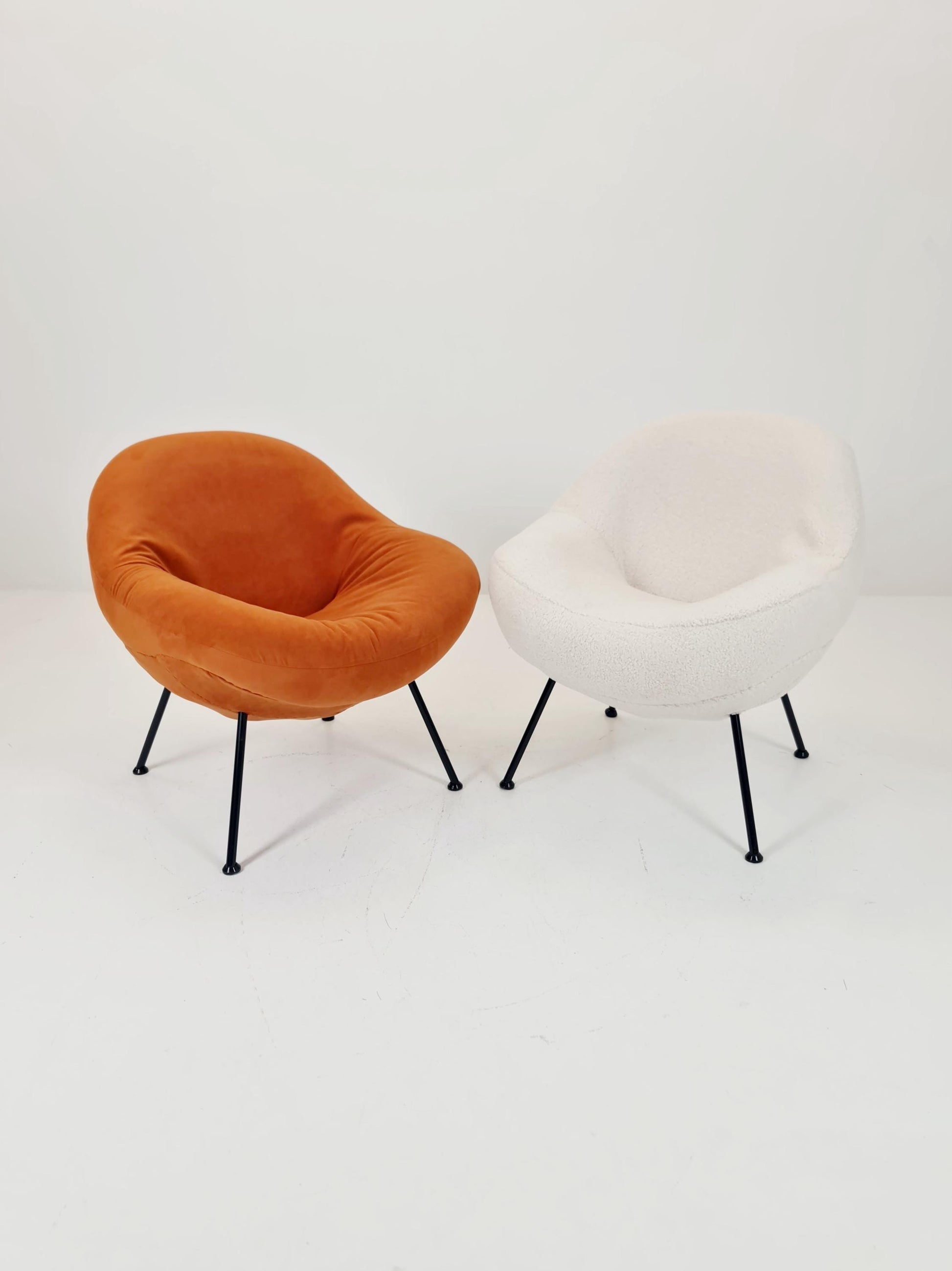 1 of 2 Midcentury easy egg chairs by Fritz Neth For Correcta ,Germany, 1950s, Set of 2