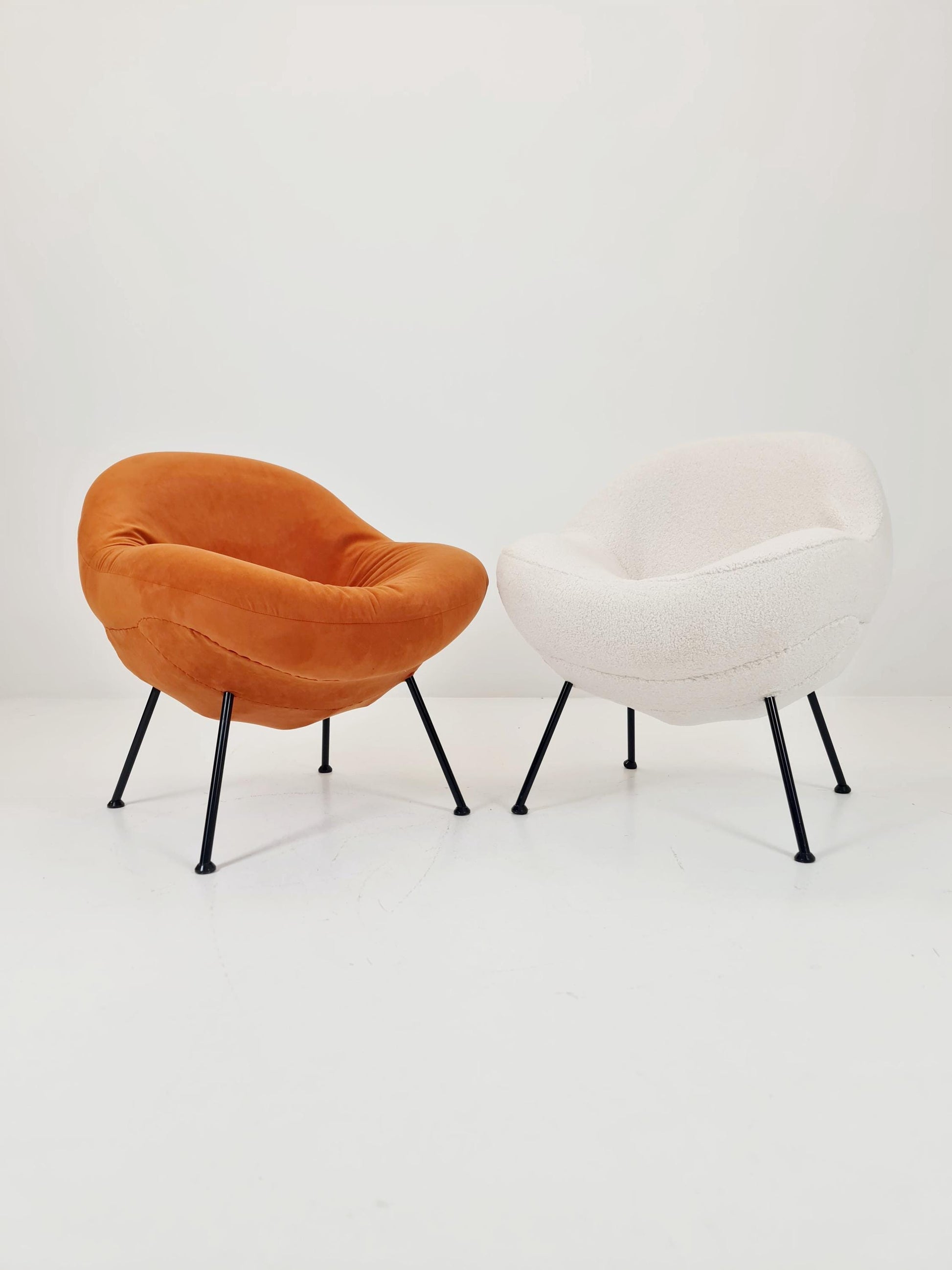 1 of 2 Midcentury easy egg chairs by Fritz Neth For Correcta ,Germany, 1950s, Set of 2