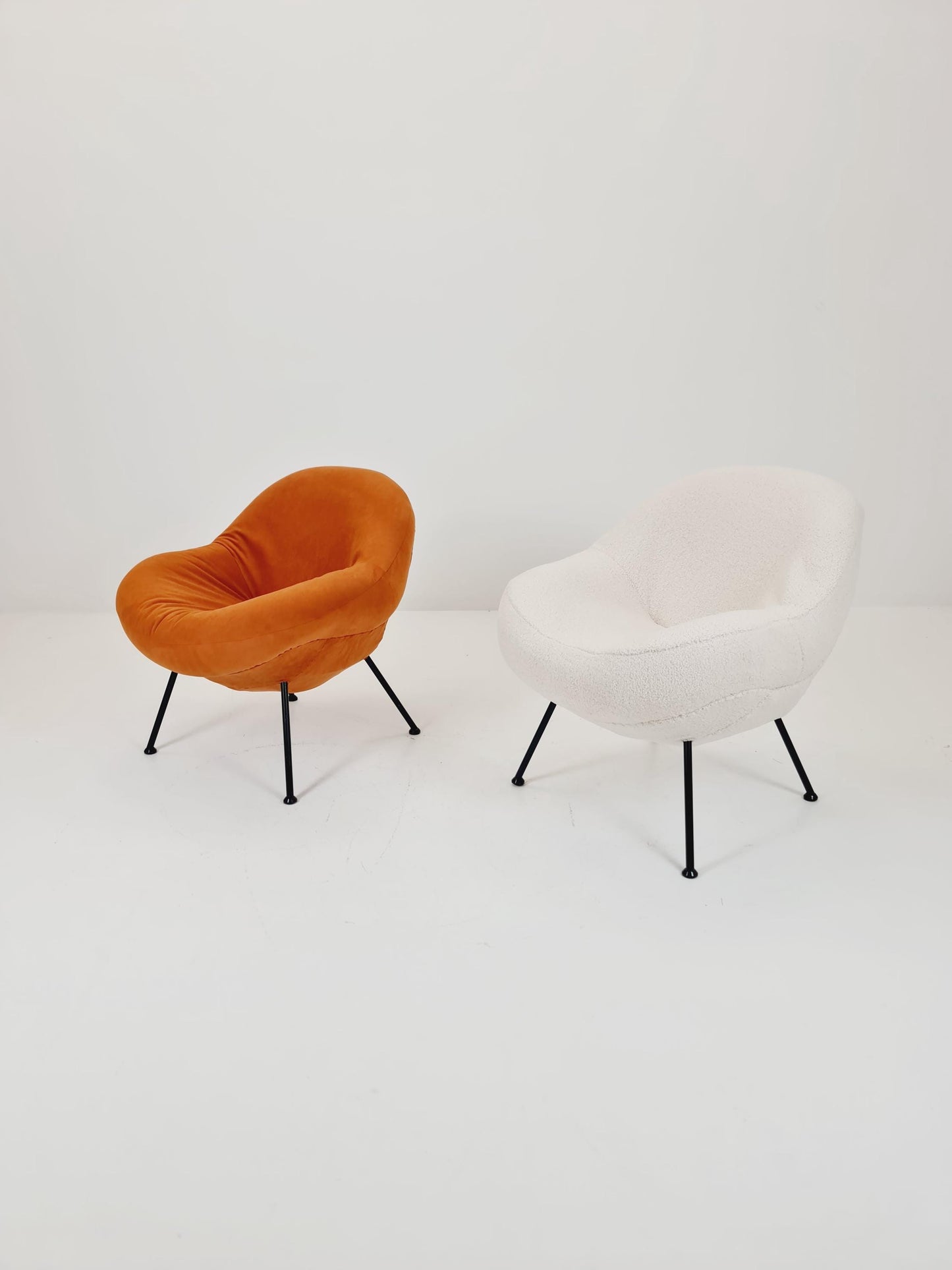 1 of 2 Midcentury easy egg chairs by Fritz Neth For Correcta ,Germany, 1950s, Set of 2