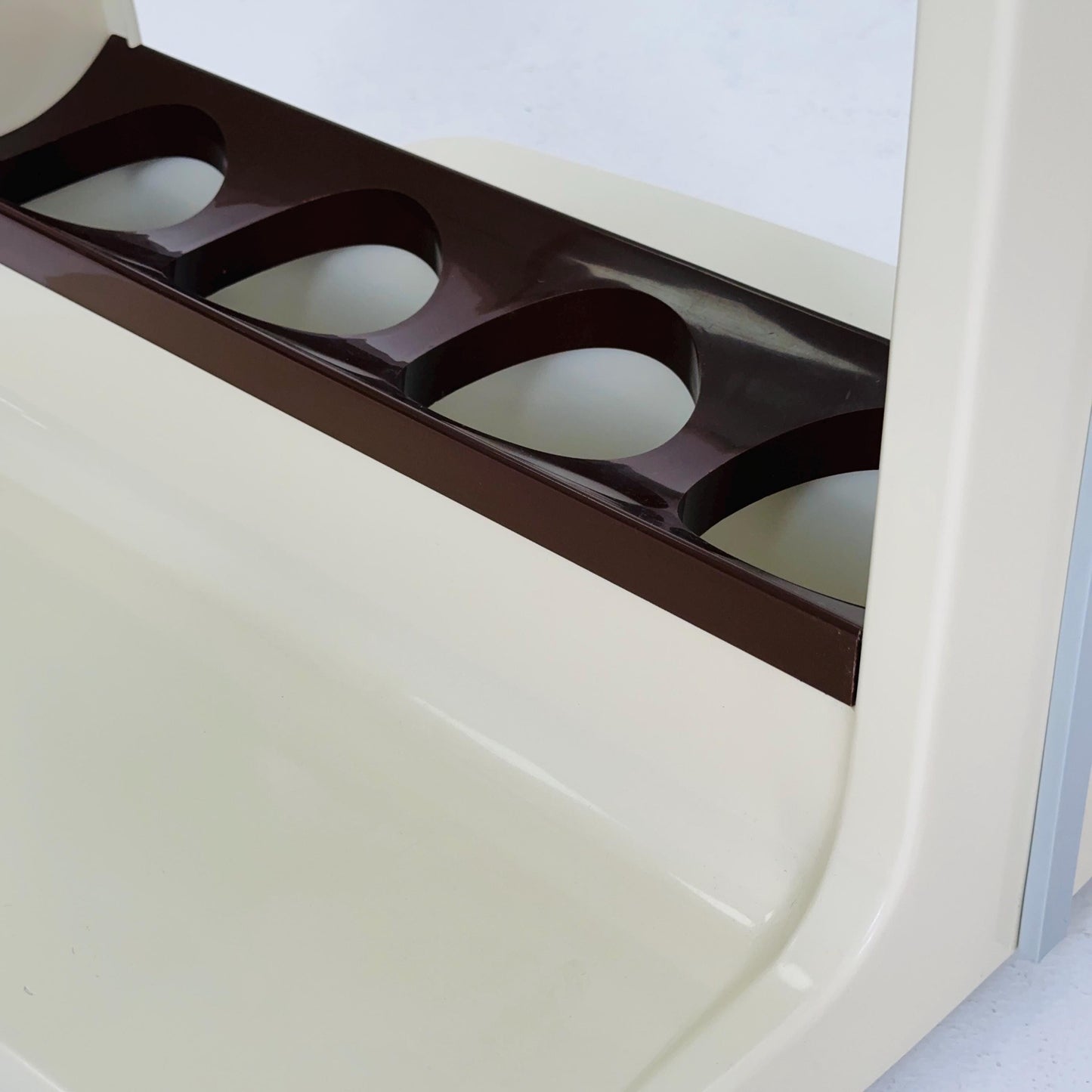 Space age mid century White & Brown Plastic Bar -Side Table by Marc Held, with Smoked Glass Top 1970s