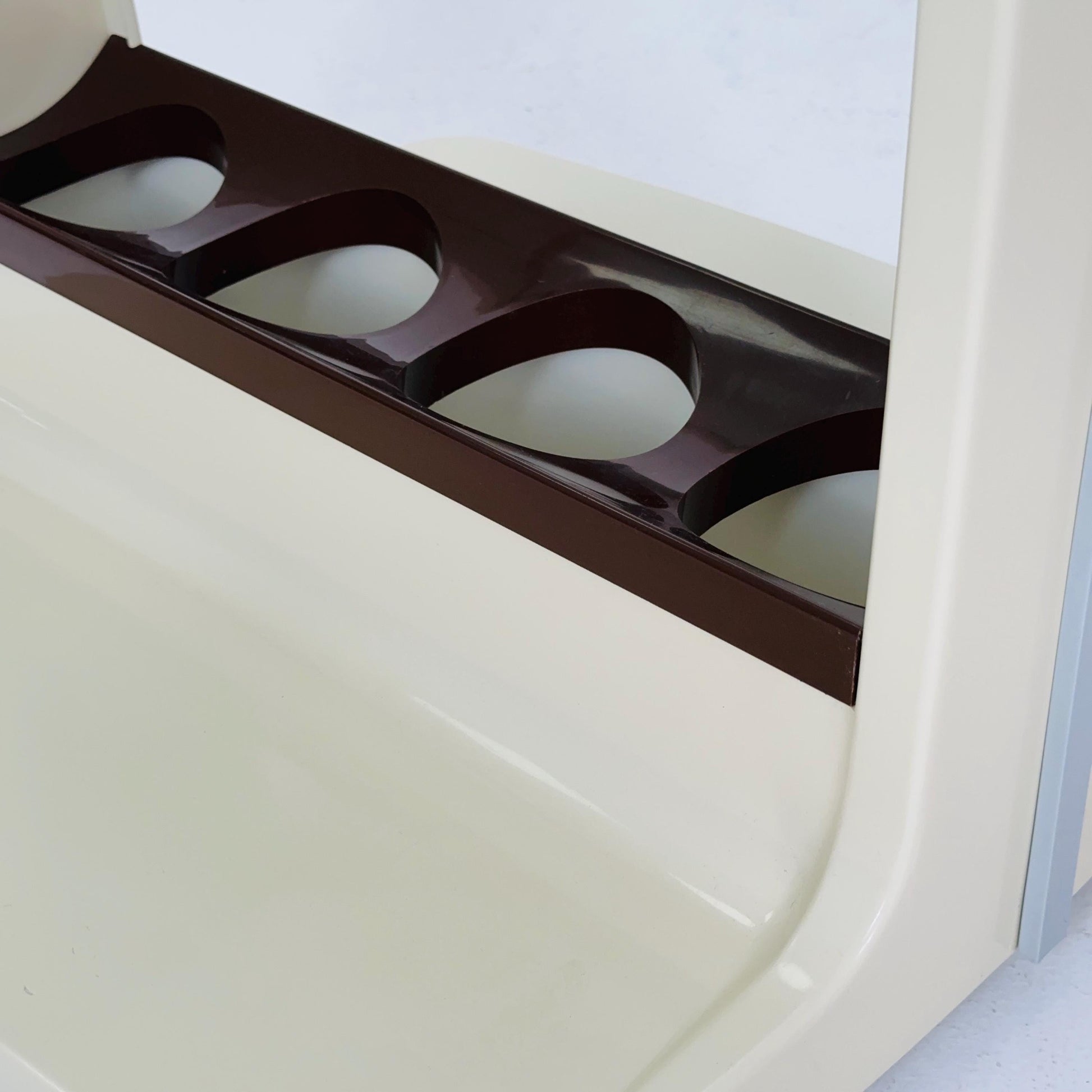 Space age mid century White & Brown Plastic Bar -Side Table by Marc Held, with Smoked Glass Top 1970s