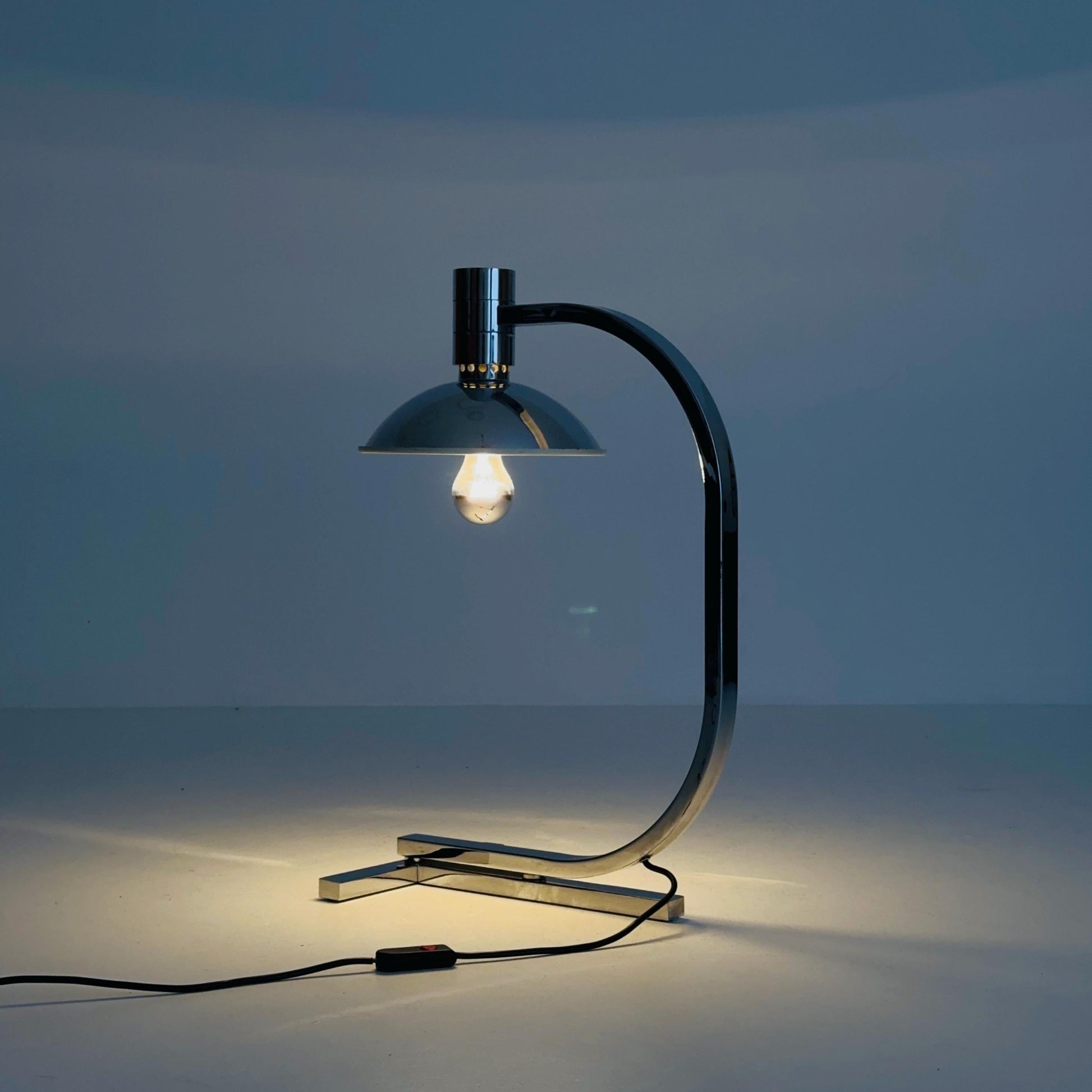 Rare Mid-Century Modern Chrome Large Table Lamp by Franco Albini, Franca Helg & Antonio Piva for Sirrah, Italy, 1960s