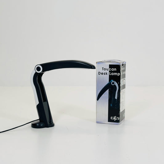 Mid century Spaceage H.T. Huang Toucan Lamp Table Black White version by Huanglite 1980s
