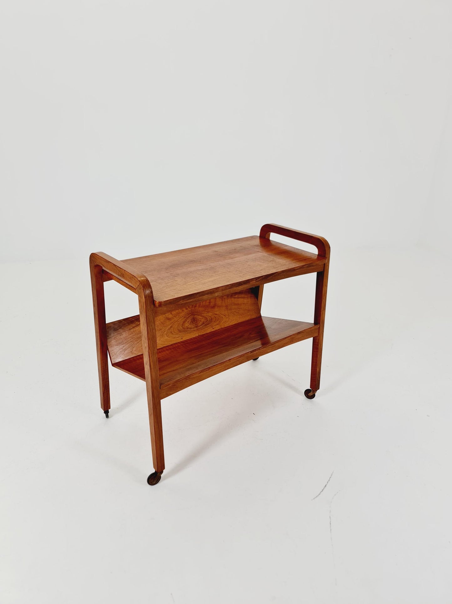 Midcentury Walnut Vintage big Side table/ Bedside table/ Night stand with News Paper shelf straight from the sixties By Opal