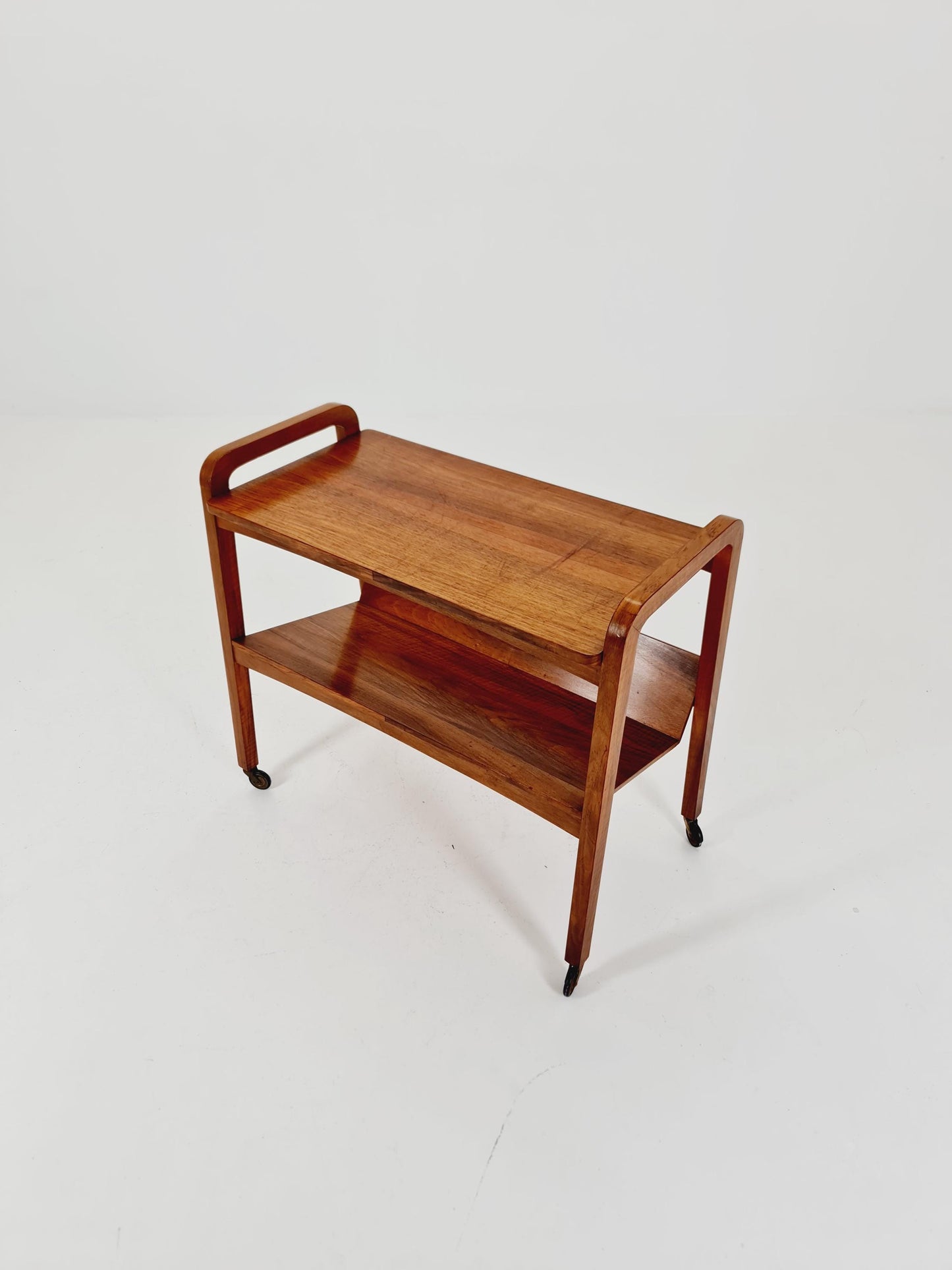 Midcentury Walnut Vintage big Side table/ Bedside table/ Night stand with News Paper shelf straight from the sixties By Opal