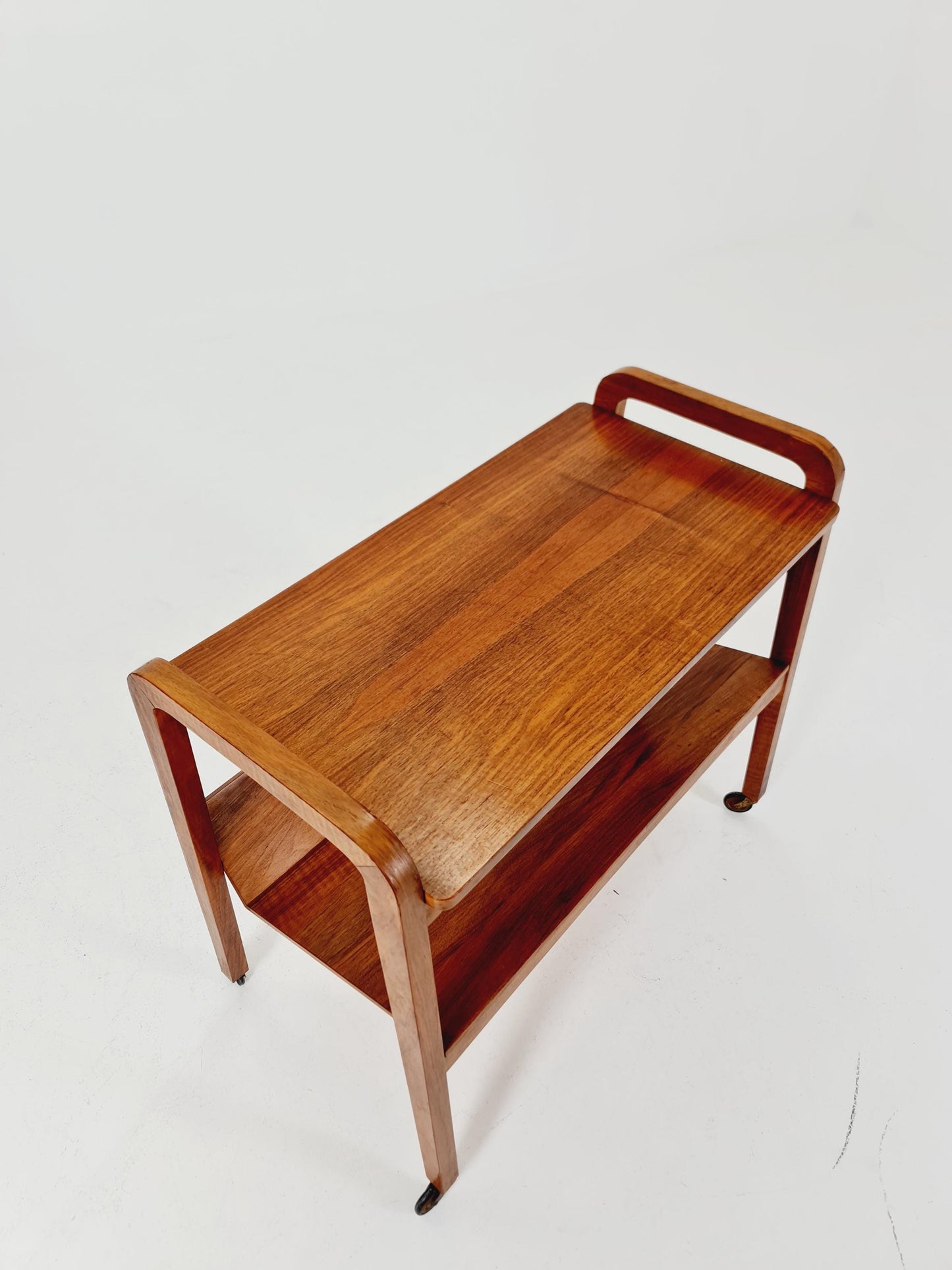 Midcentury Walnut Vintage big Side table/ Bedside table/ Night stand with News Paper shelf straight from the sixties By Opal