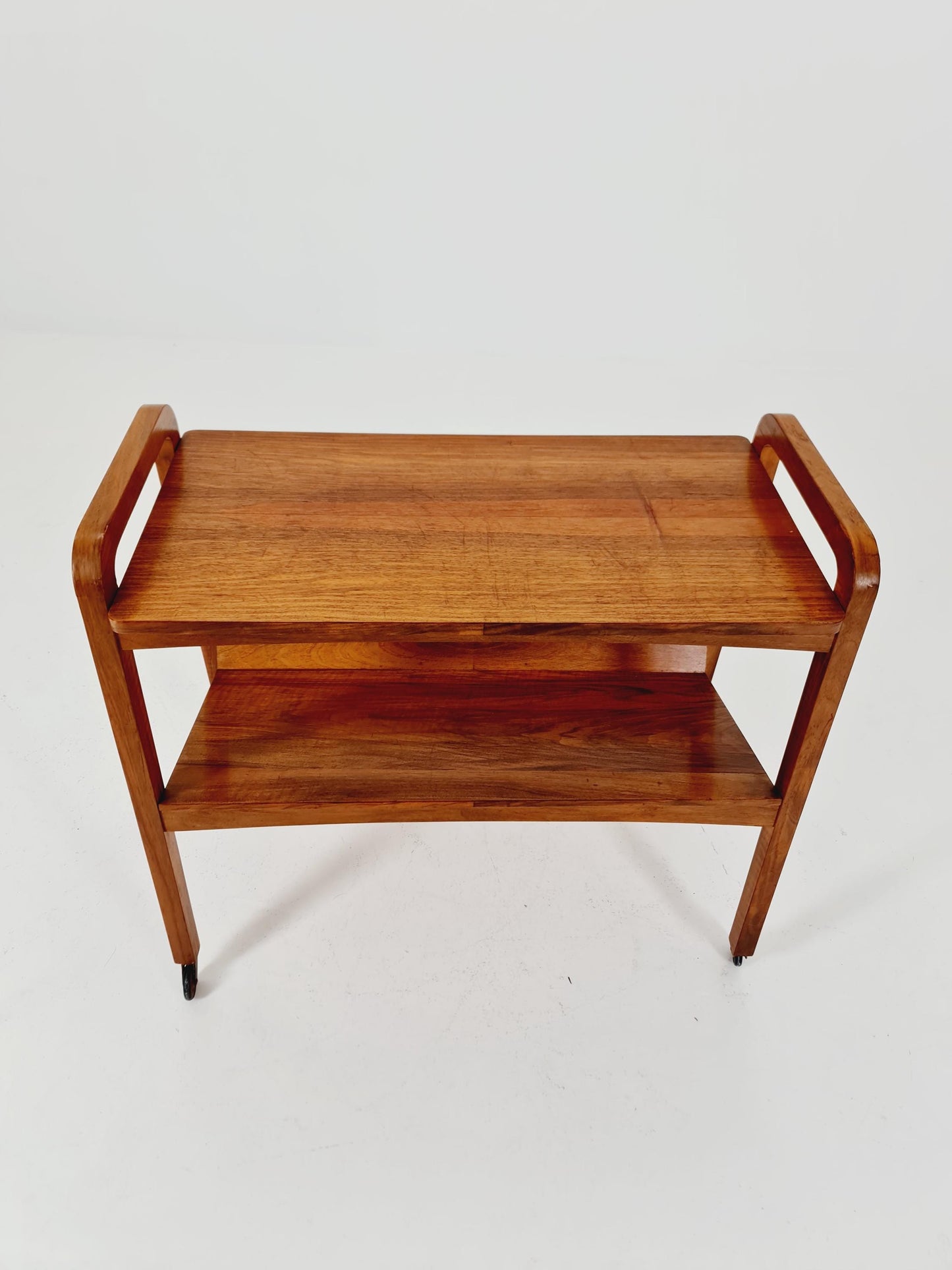 Midcentury Walnut Vintage big Side table/ Bedside table/ Night stand with News Paper shelf straight from the sixties By Opal