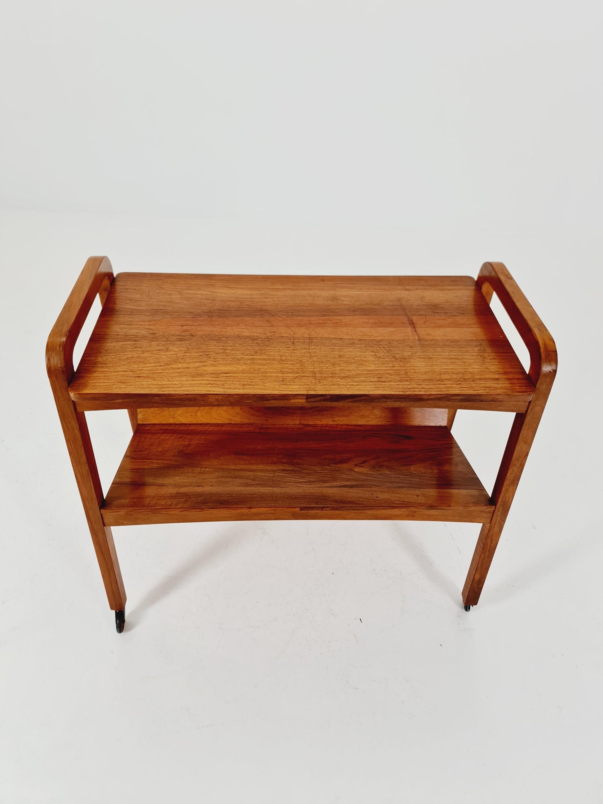 Midcentury Walnut Vintage big Side table/ Bedside table/ Night stand with News Paper shelf straight from the sixties By Opal