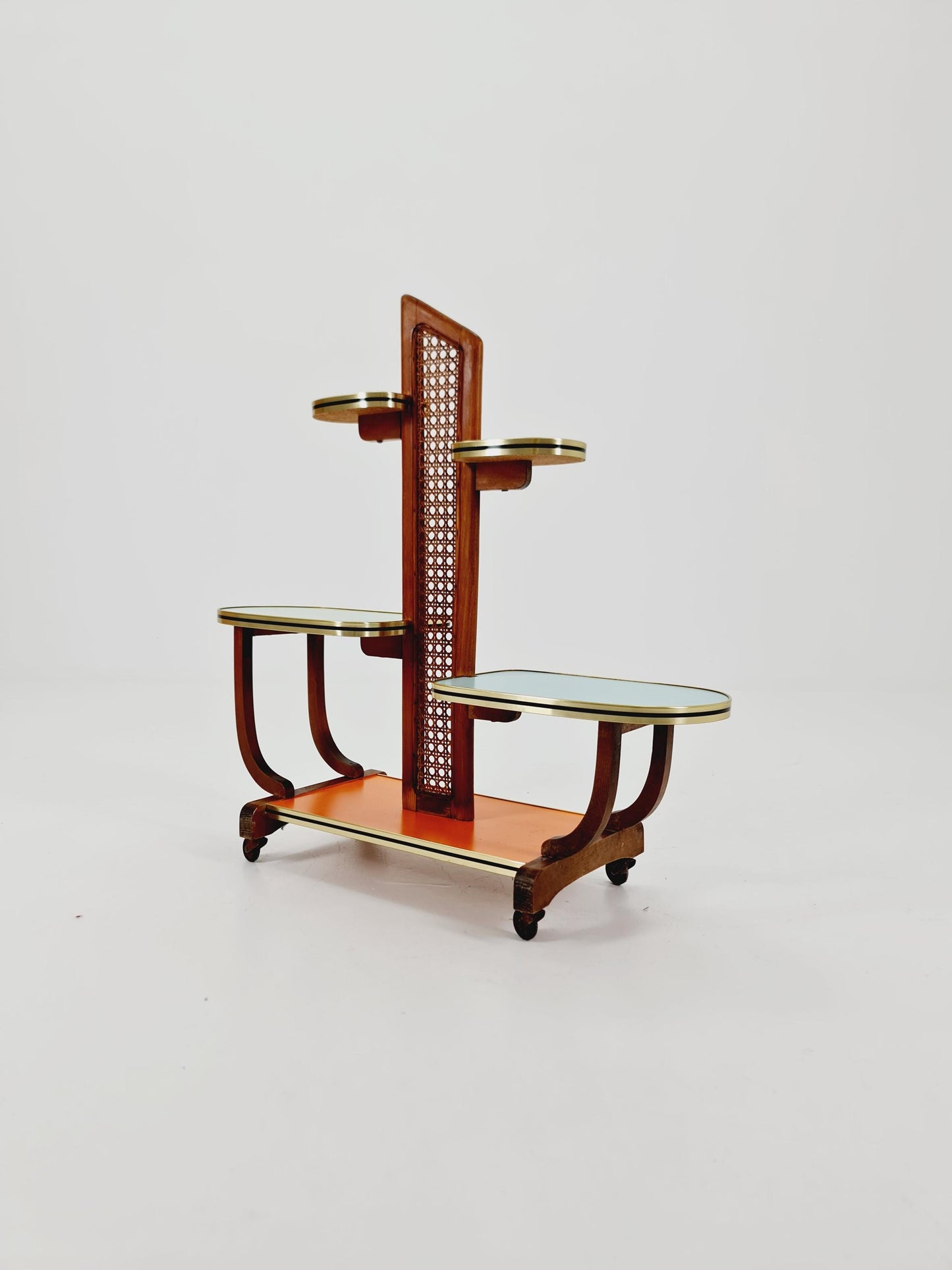 Big 1950s German Plant Stand, Colorful Vintage Mid-Century Minimalist Indoor Plant Stand Side Table Retro flower table