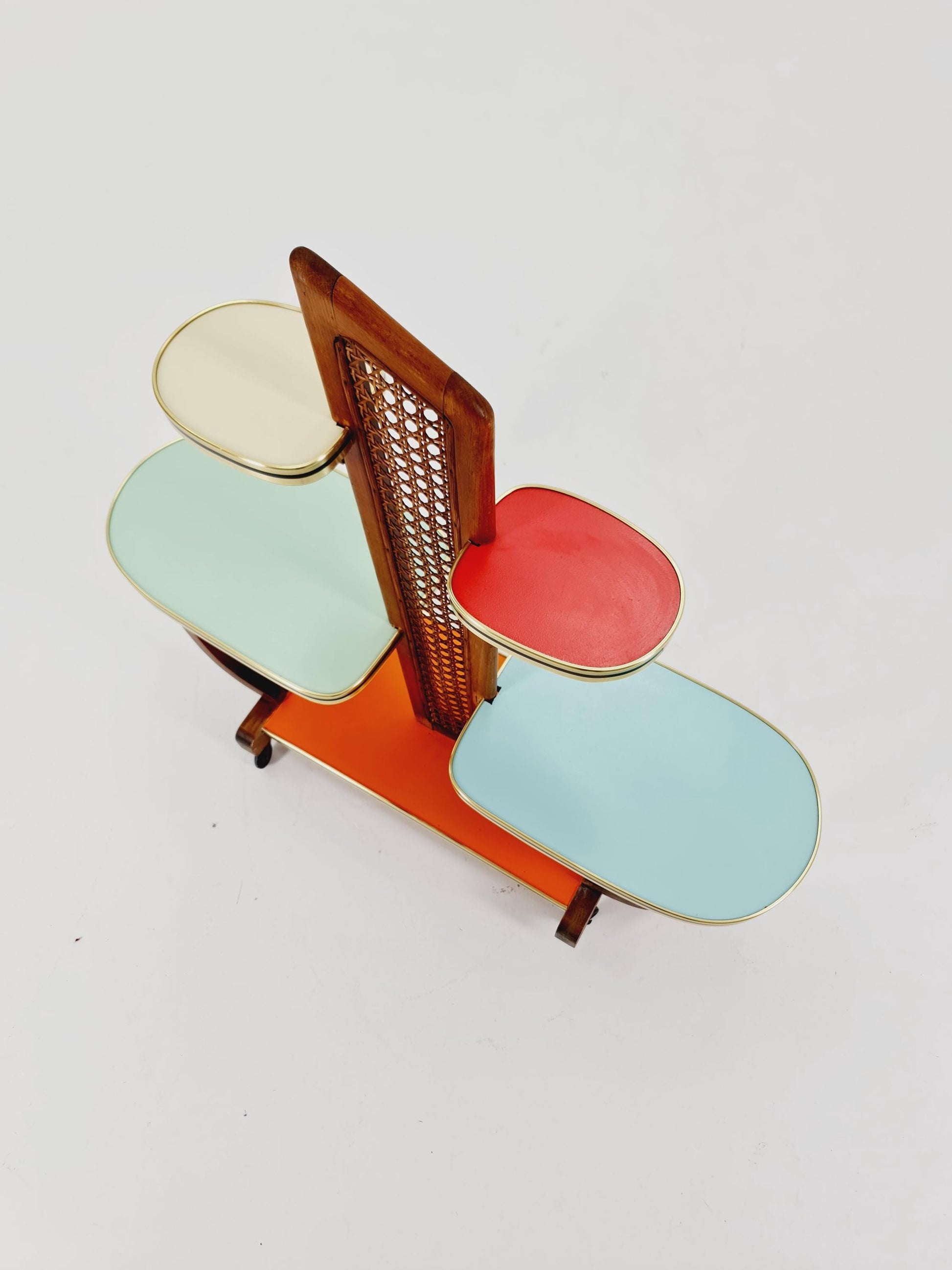 Big 1950s German Plant Stand, Colorful Vintage Mid-Century Minimalist Indoor Plant Stand Side Table Retro flower table