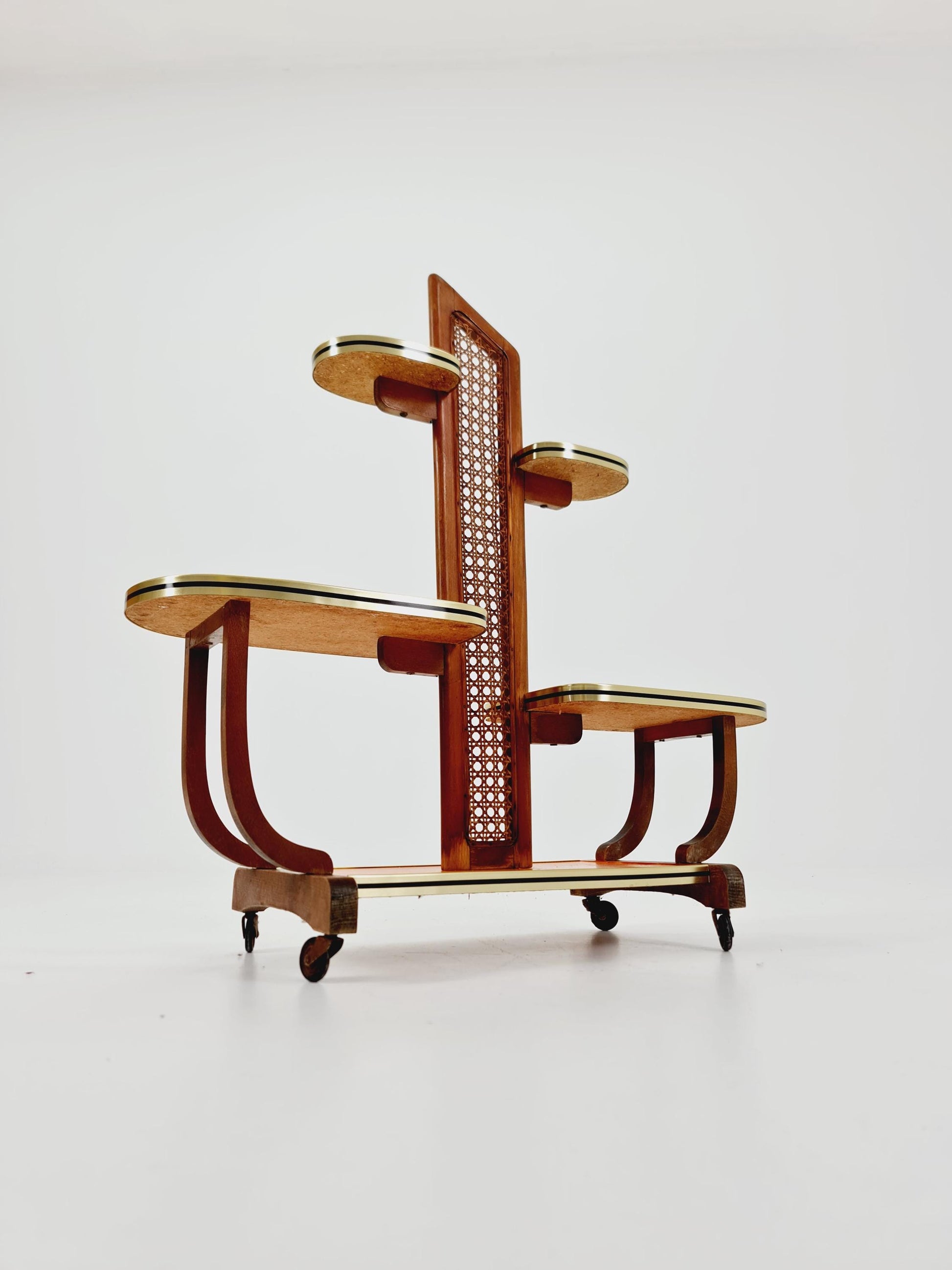 Big 1950s German Plant Stand, Colorful Vintage Mid-Century Minimalist Indoor Plant Stand Side Table Retro flower table