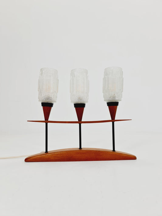 Mid century solid teak table lamp , 1960s
