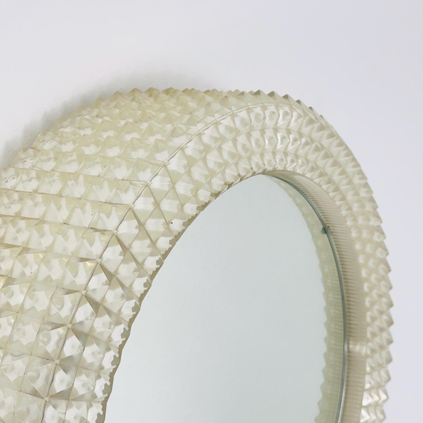 Mid-Century Modern Wall Mirror with Backlight | 1970s Textured Acrylic | Vintage Ambient Lighting