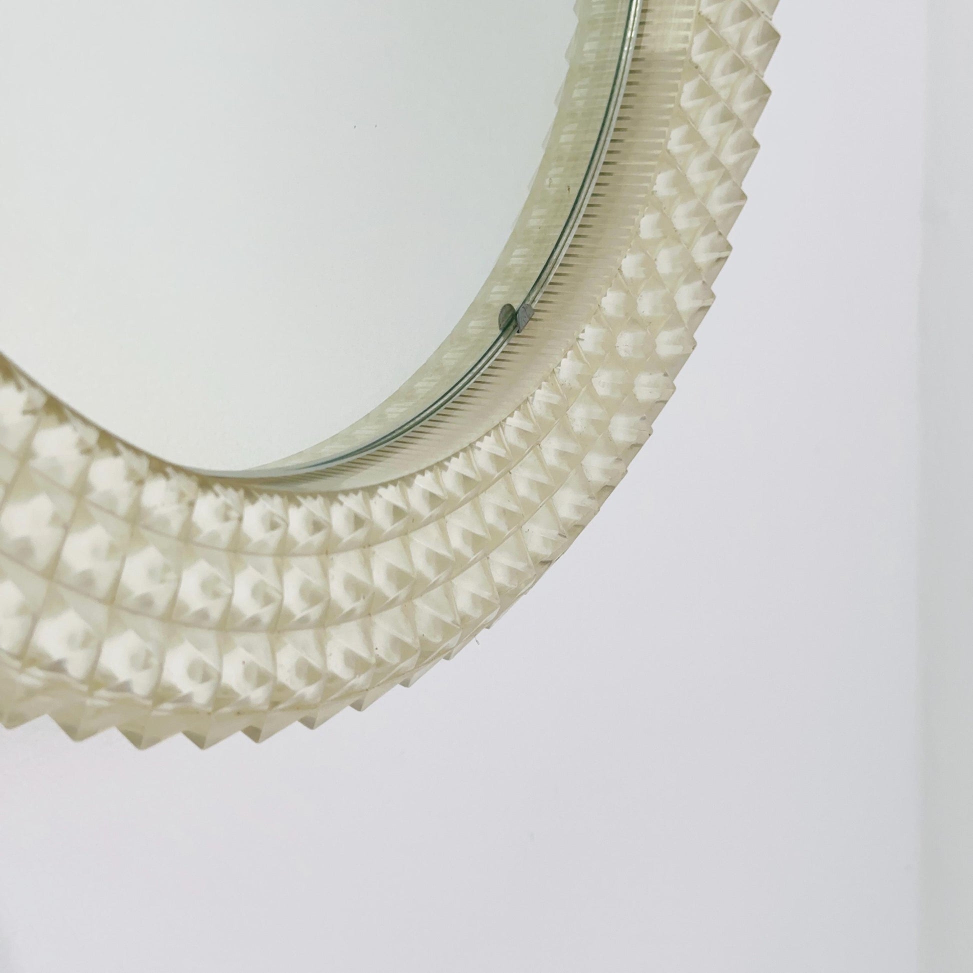 Mid-Century Modern Wall Mirror with Backlight | 1970s Textured Acrylic | Vintage Ambient Lighting