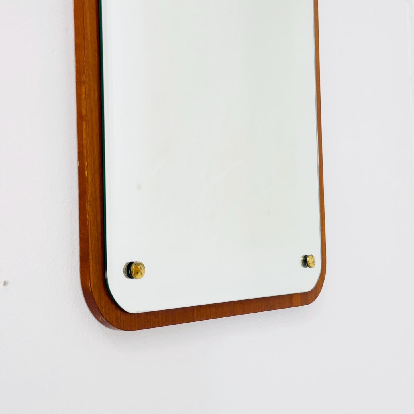 Mid century Scandinavian Mirror with Curved Glass, by Eriksmålaglas Sweden 1960s