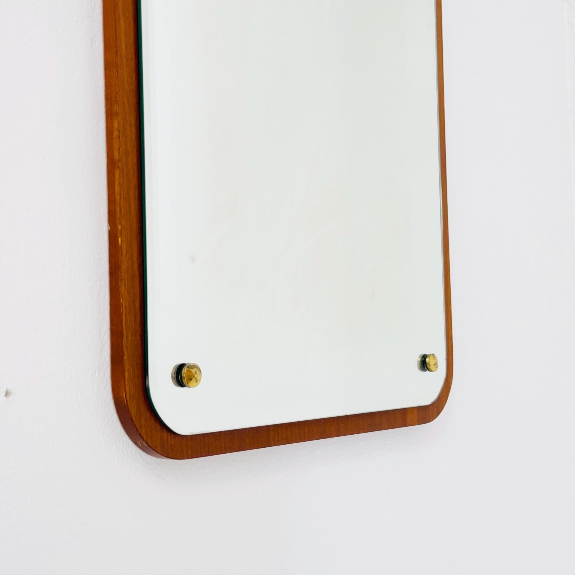 Mid century Scandinavian Mirror with Curved Glass, by Eriksmålaglas Sweden 1960s