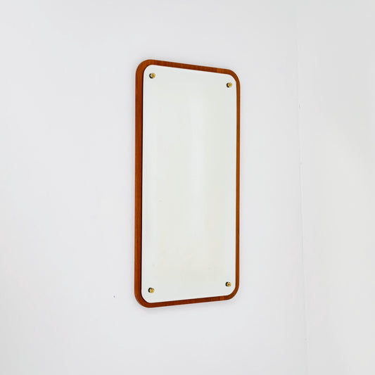 Mid century Scandinavian Mirror with Curved Glass, by Eriksmålaglas Sweden 1960s