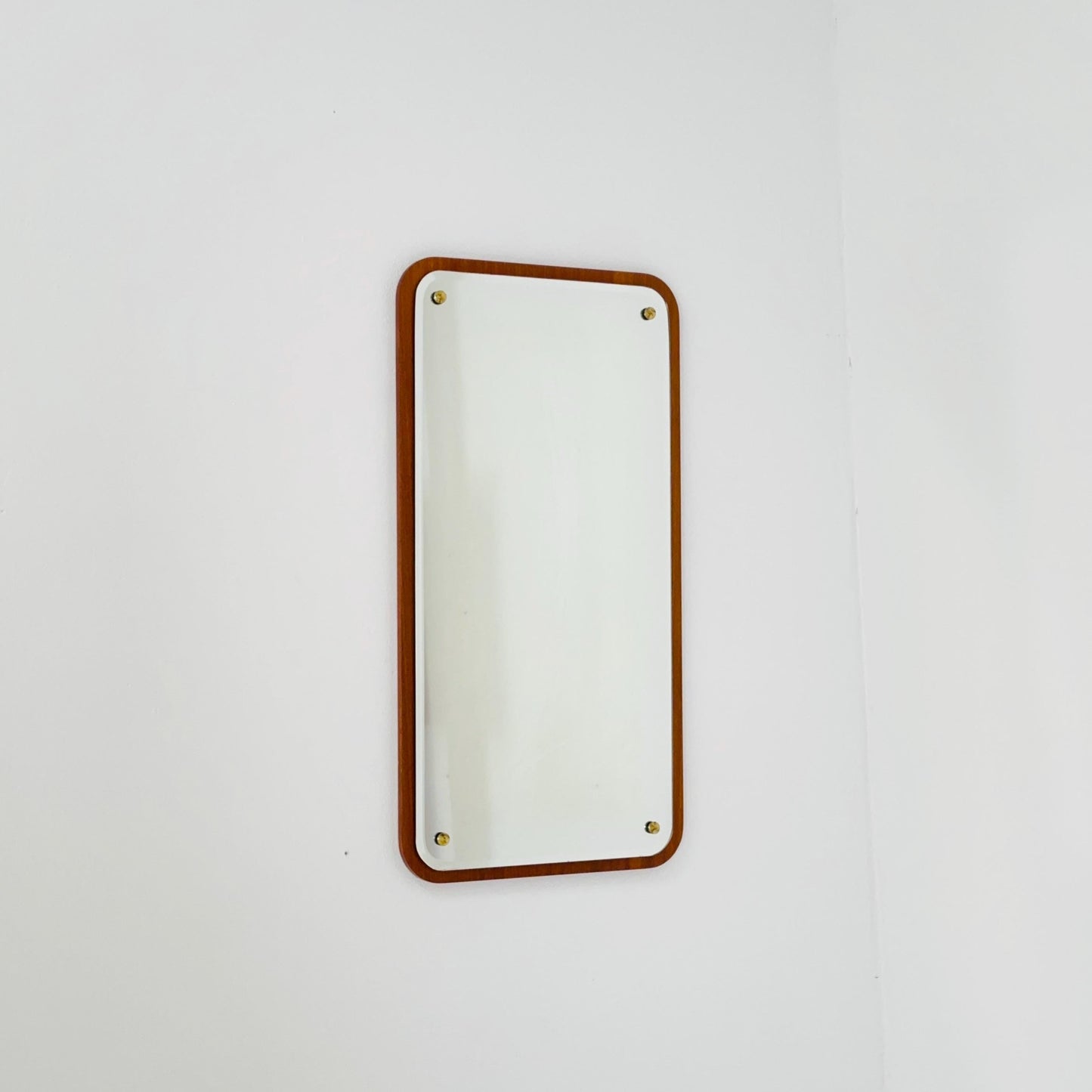 Mid century Scandinavian Mirror with Curved Glass, by Eriksmålaglas Sweden 1960s