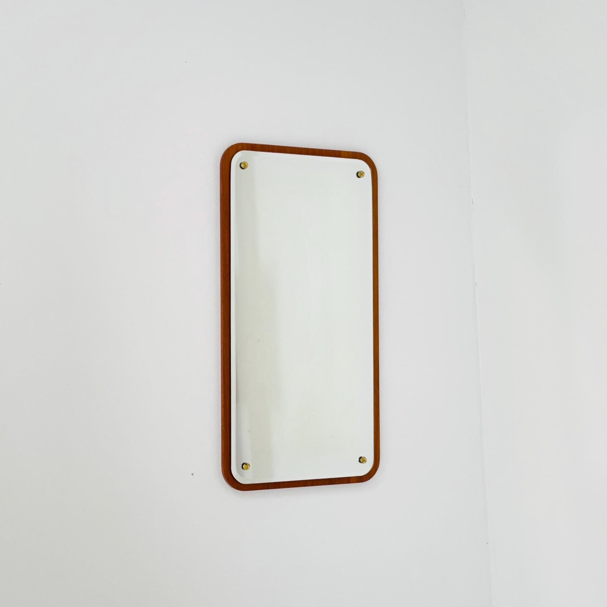 Mid century Scandinavian Mirror with Curved Glass, by Eriksmålaglas Sweden 1960s