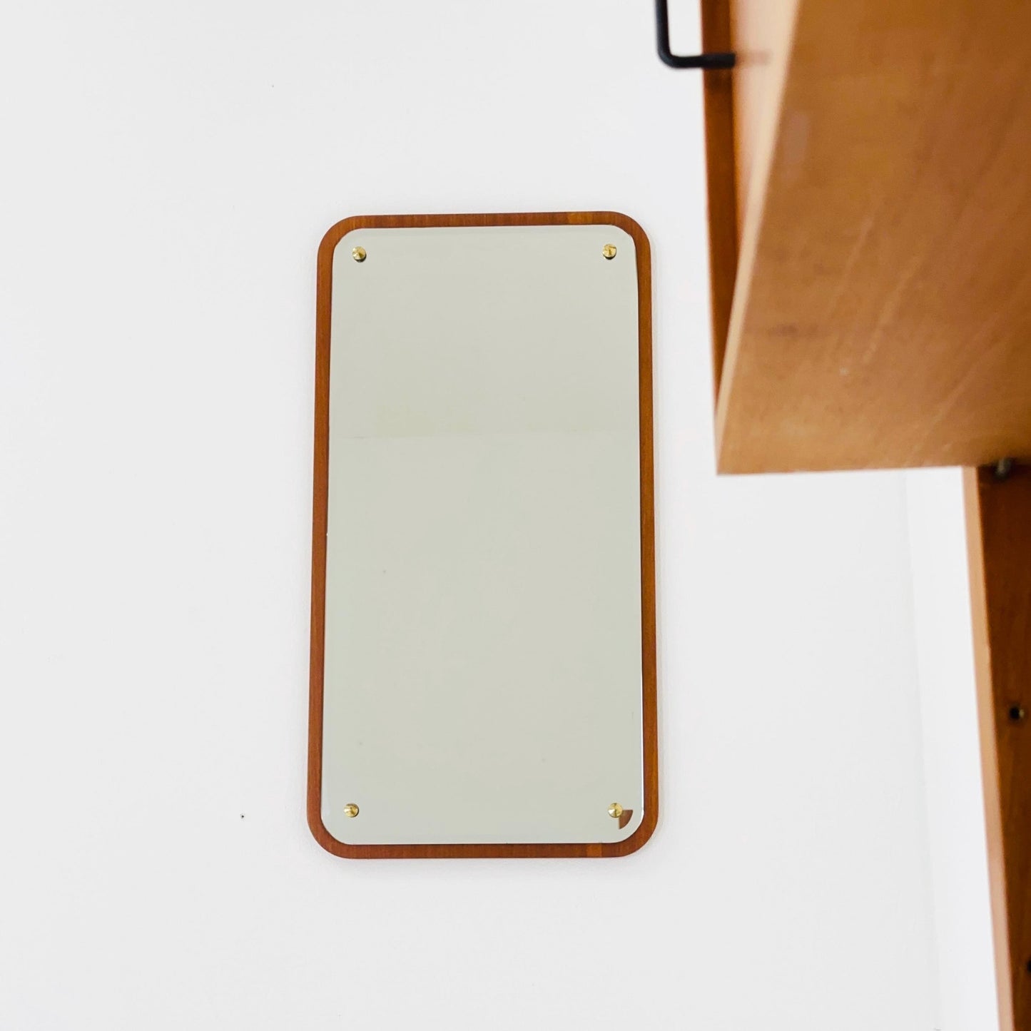 Mid century Scandinavian Mirror with Curved Glass, by Eriksmålaglas Sweden 1960s