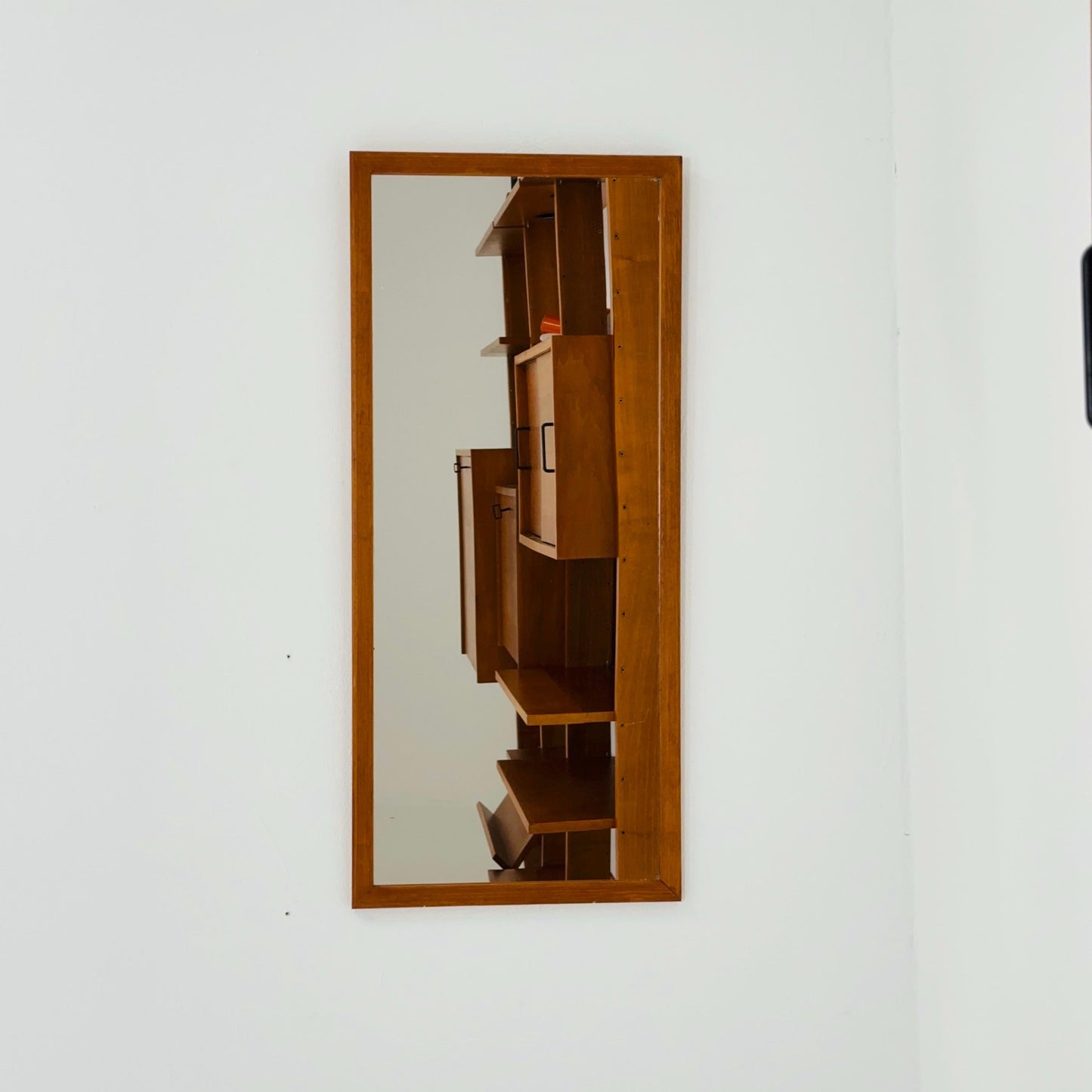 Big Teak mid-century Modern wall-mounted mirror , 1960s