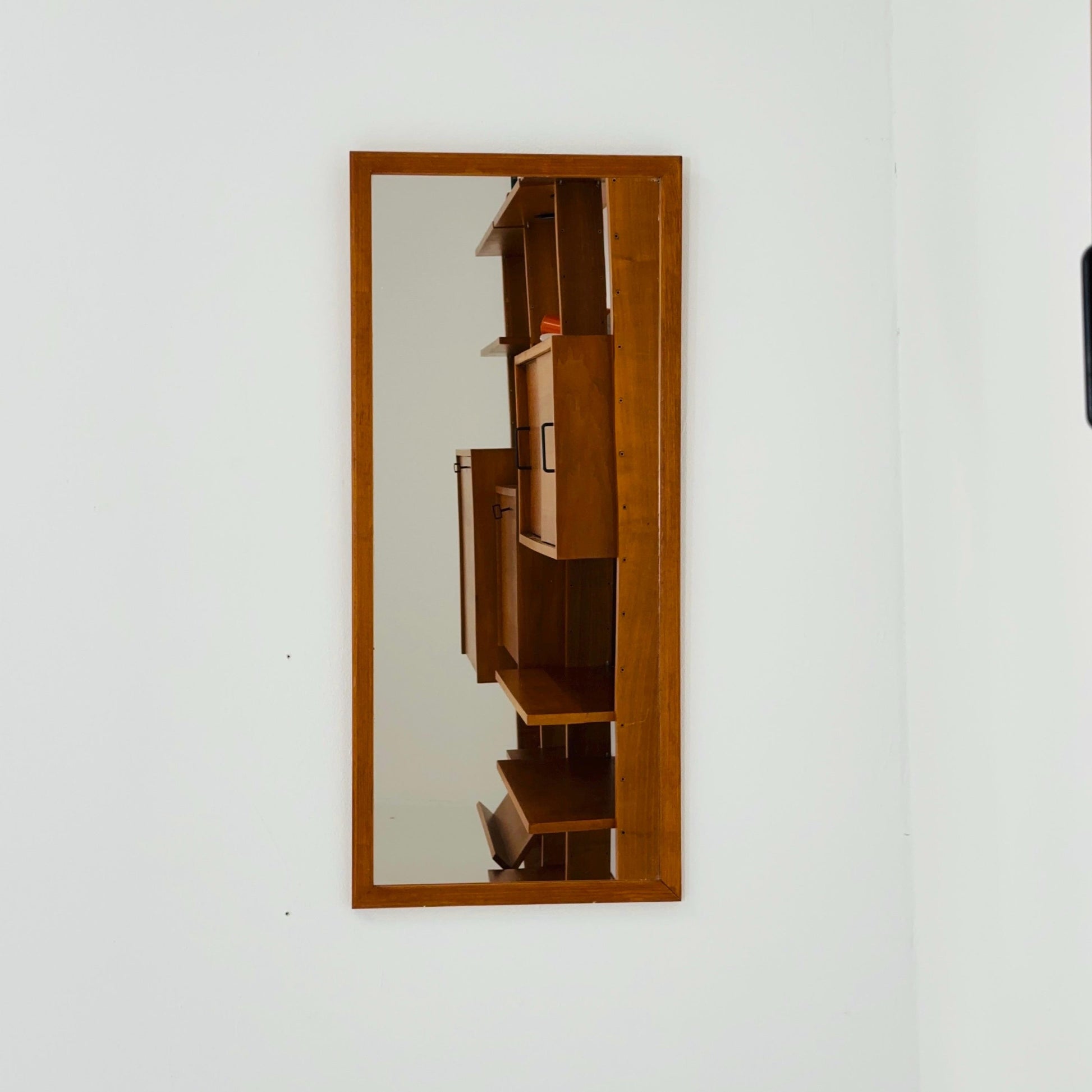 Big Teak mid-century Modern wall-mounted mirror , 1960s