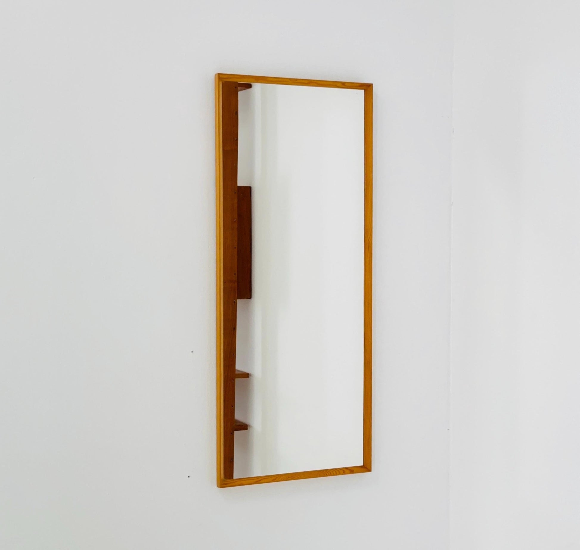 Oak Swedish mid-century Modern wall-mounted mirror By G&T Sweden 1960s