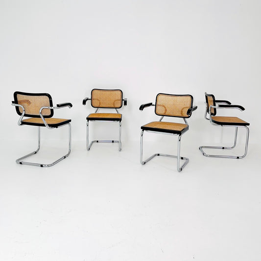 Set of 4 Mid Century s64 Cantilever Cesca Chair by Marcel Breuer / Bauhaus Design / 1980s Italy