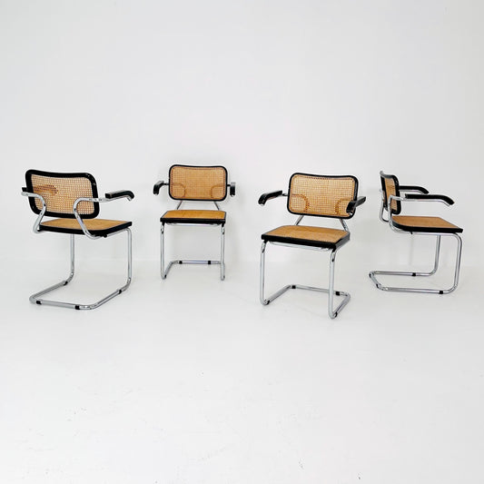 Set of 4 Mid Century s64 Cantilever Cesca Chair by Marcel Breuer / Bauhaus Design / 1980s Italy