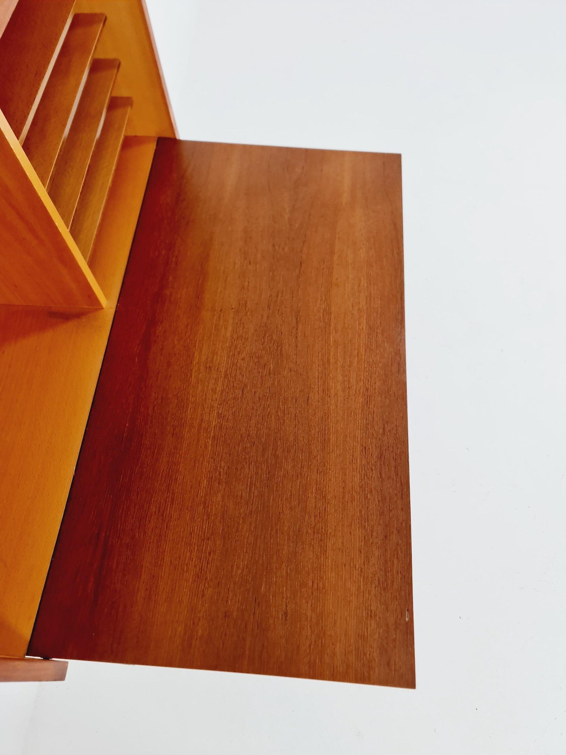 Wall-mounted original Swedish string shelf-system, bookcase teak wood by Nils & Kajsa Strinning, 1960s