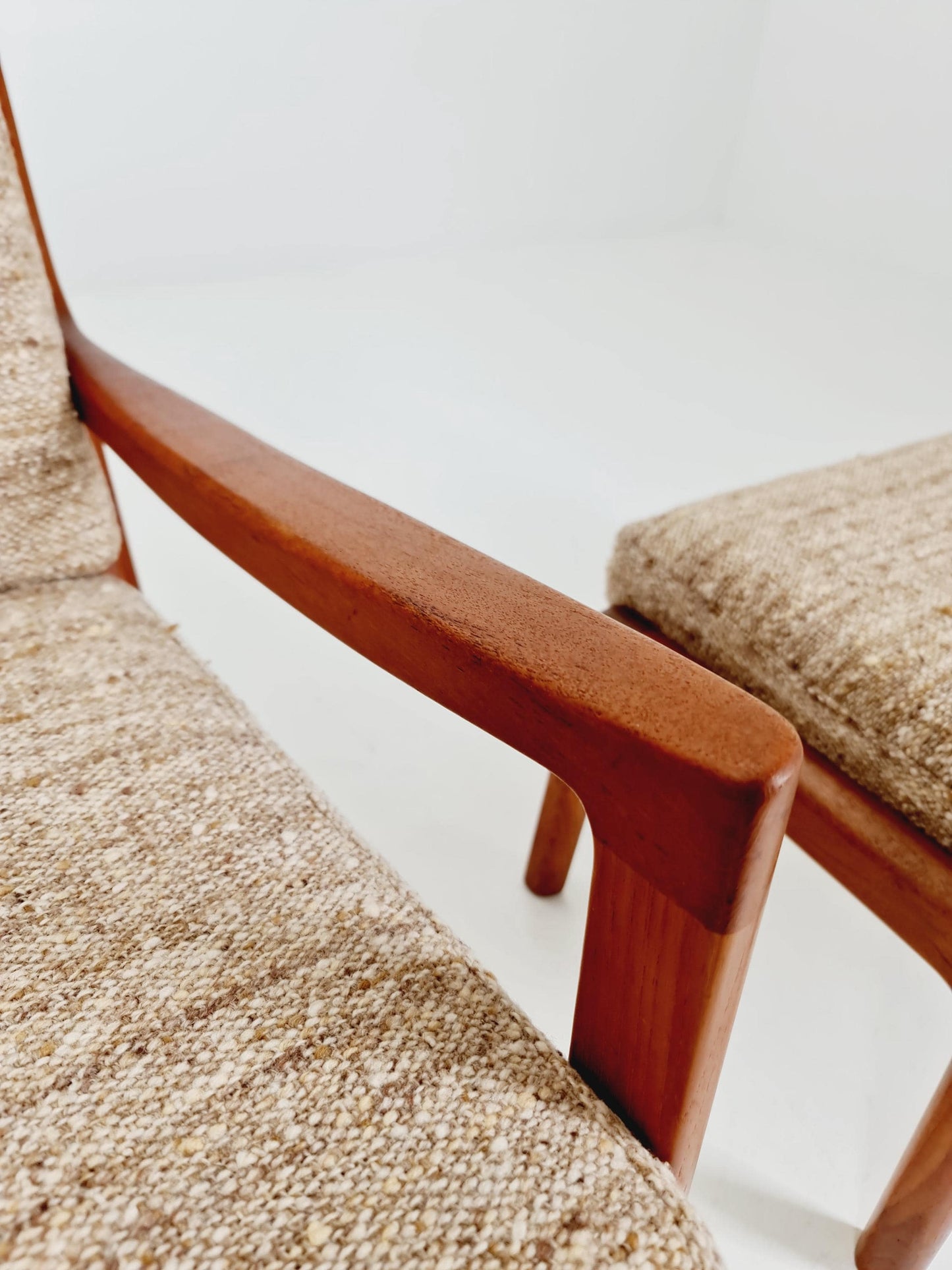 Mid-century Rare Danish teak lounge chair with ottoman by Ole Wanscher for Cado France &Son , 1960s