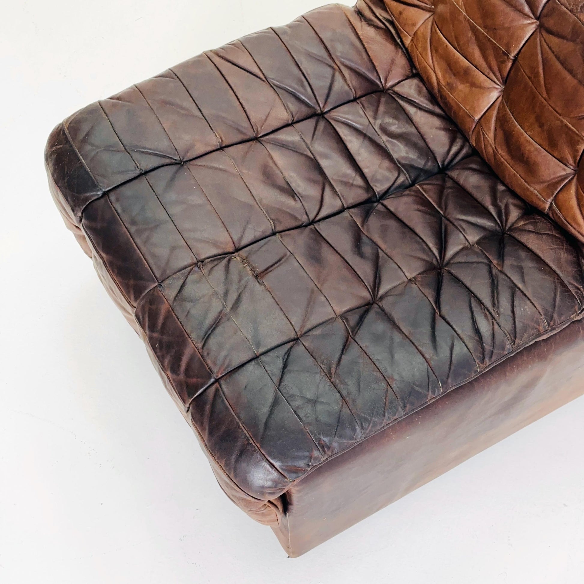 Set of 6 Mid Century DS11 Modular Patchwork Leather Sofa by De Sede, Switzerland, 1970s