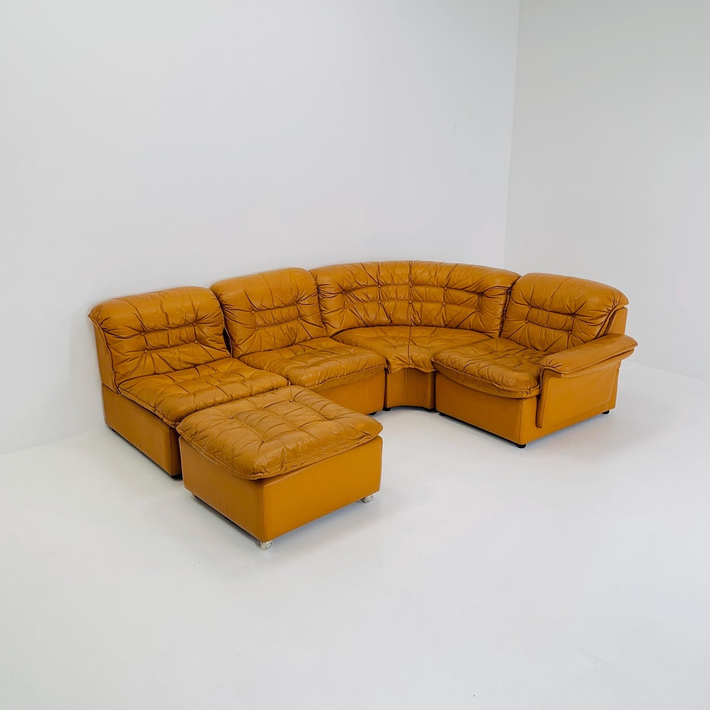 Mid Century Modular Sofa Set in Cognac Leather, 1980s Germany