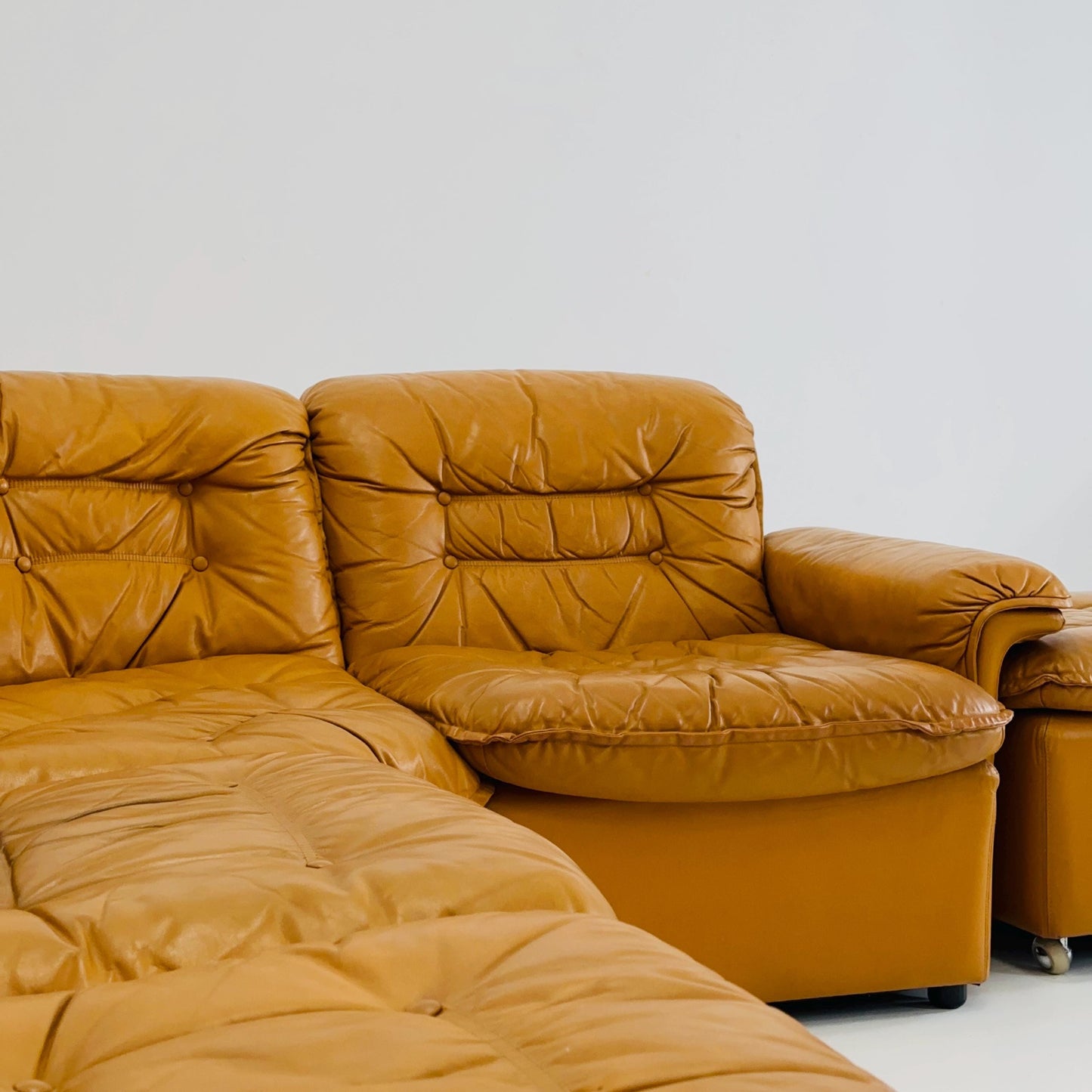 Mid Century Modular Sofa Set in Cognac Leather, 1980s Germany