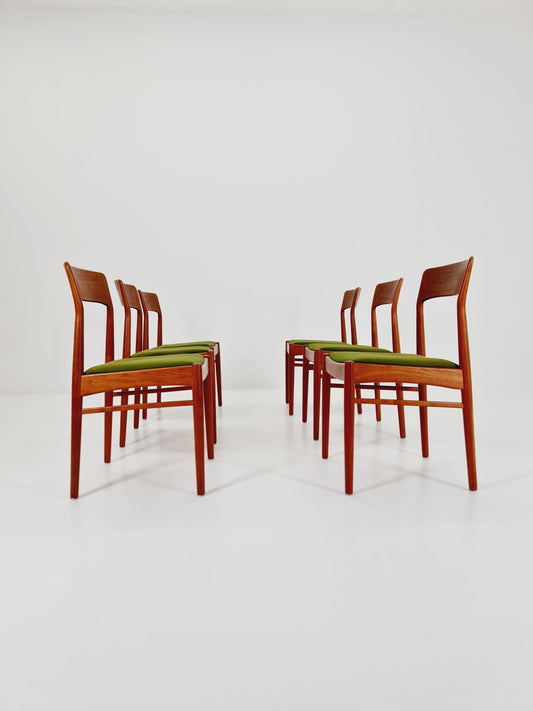 Vintage Danish solid teak dining chairs By Kai Kristiansen for K.S , 1960s, Set of 6