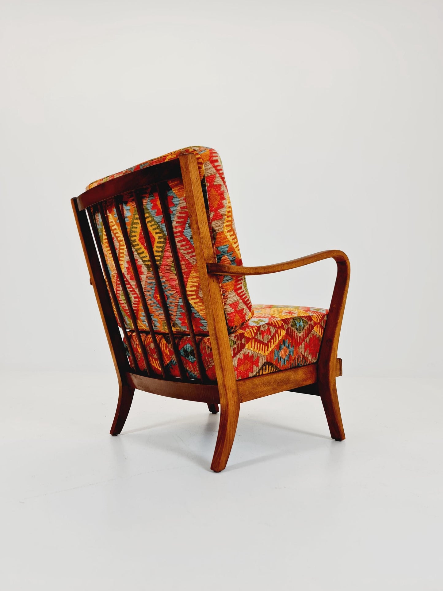 Rare Midcentury German club lounge chair, with ottoman 1940s