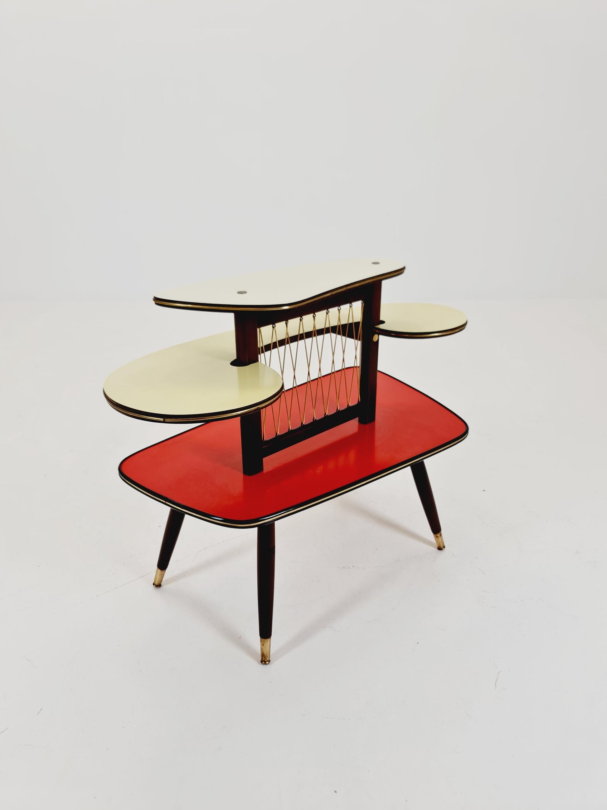 Rare Large German Plant Stand, Colorful Vintage Mid-Century Minimalist Indoor Plant Stand Side Table Retro flower table, 1950s